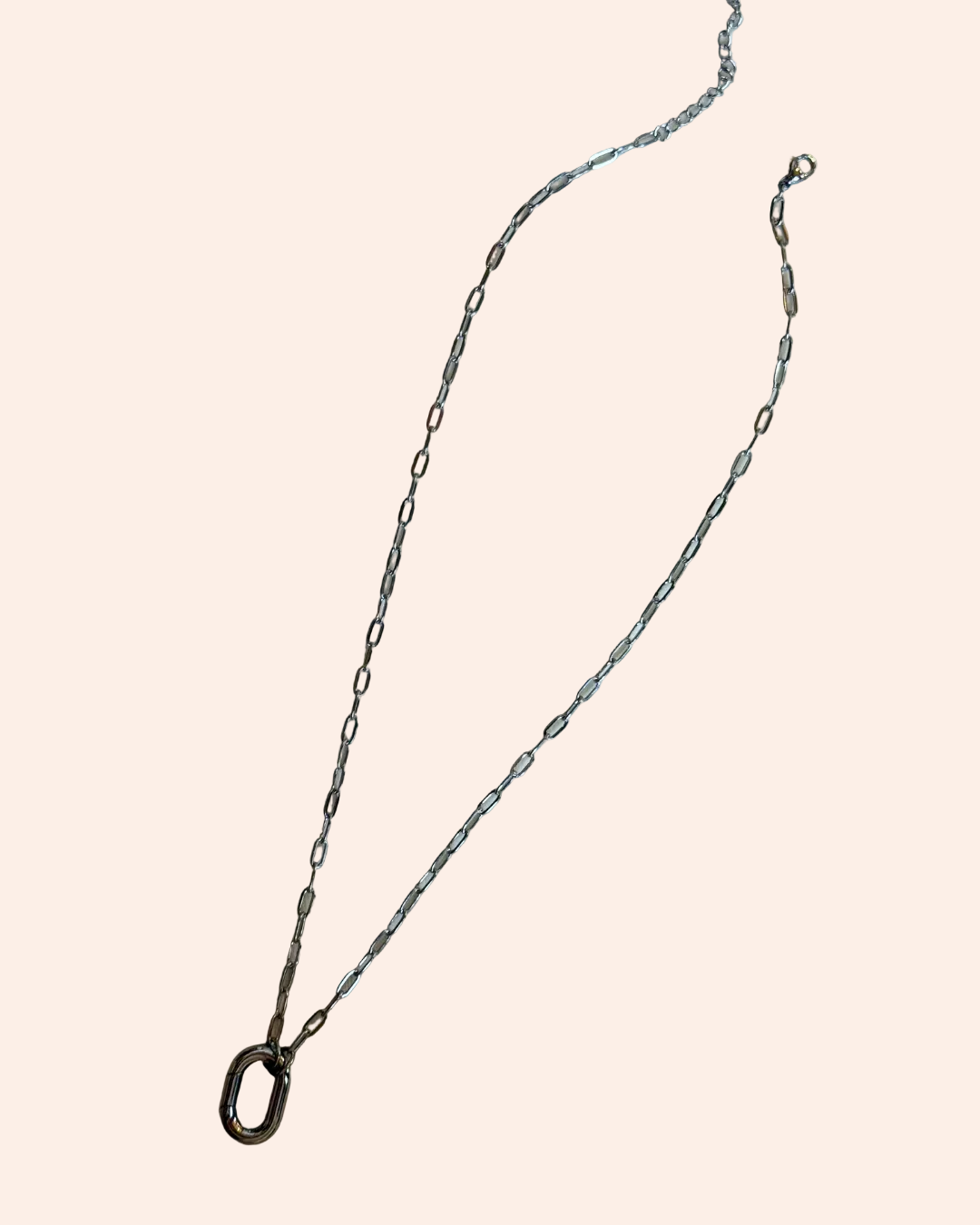 From Juniper With Love silver signature paperclip necklace with oval loop pendant