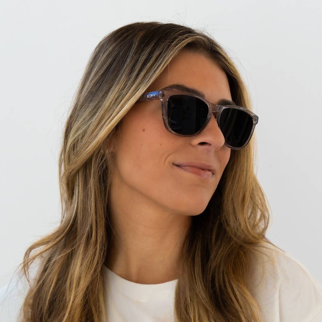 Lincoln Crystal Smoke Polarized Square Sunglasses