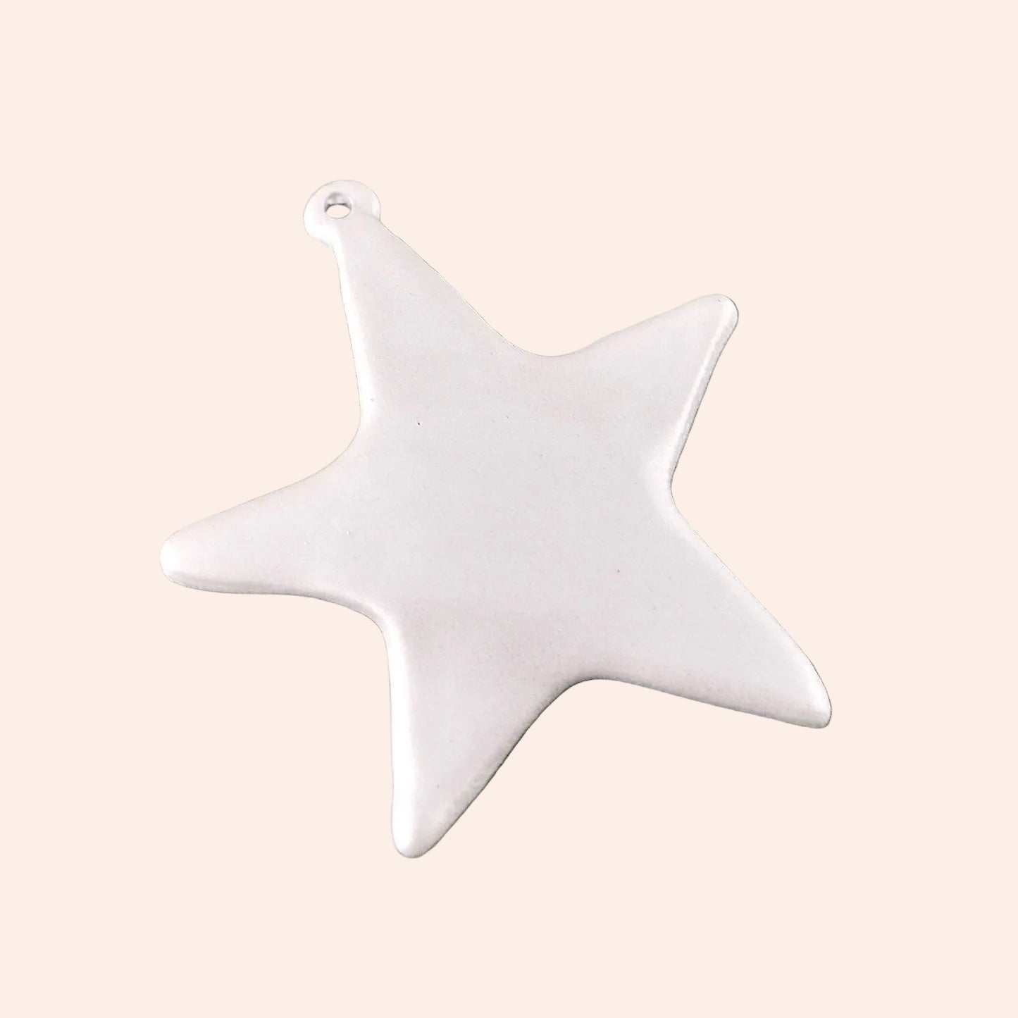 White Pearl Artisan Star Charmie by From Juniper With Love, star-shaped charm with top hole.
