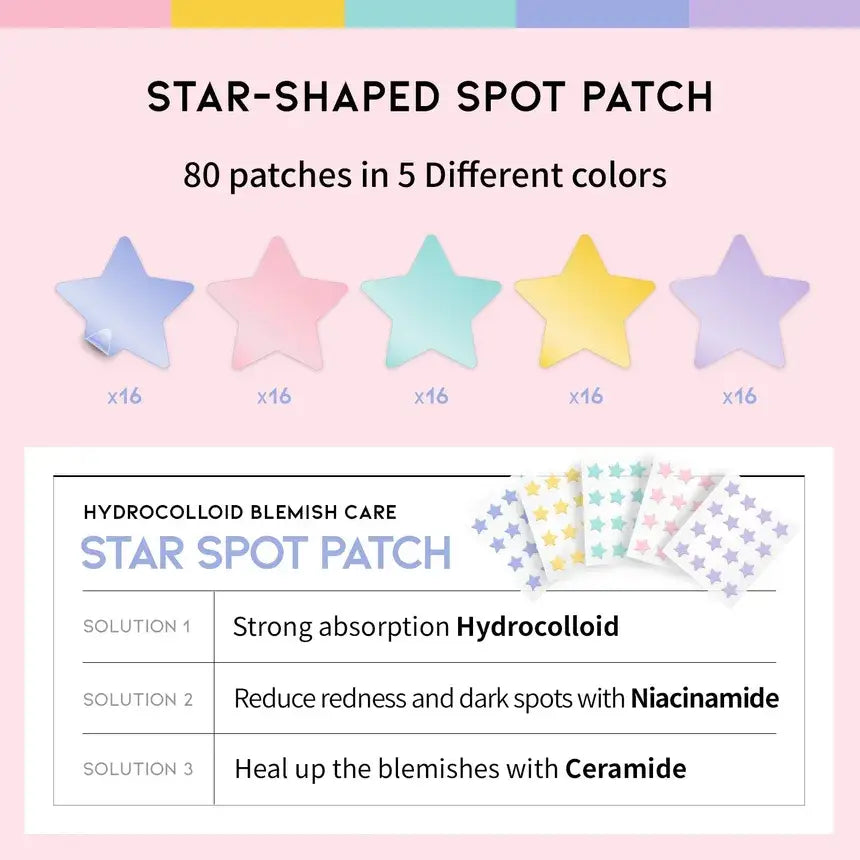 Ootd Star Spot Acne Hydrocolloid Patch (80 Pieces)