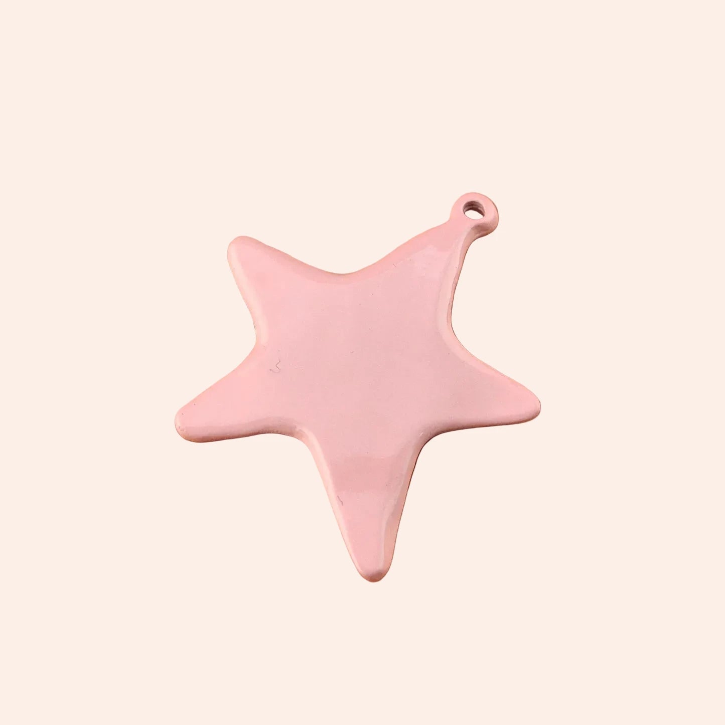 Pink Artisan Star Charmie Bar charm, pink star jewelry finding with top loop
