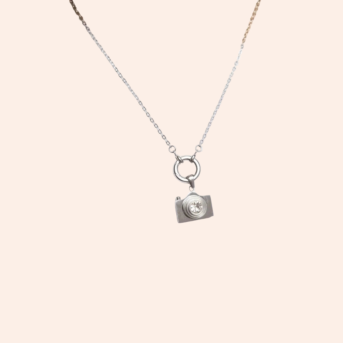 Loop Chain Charm Holder Necklace / Silver