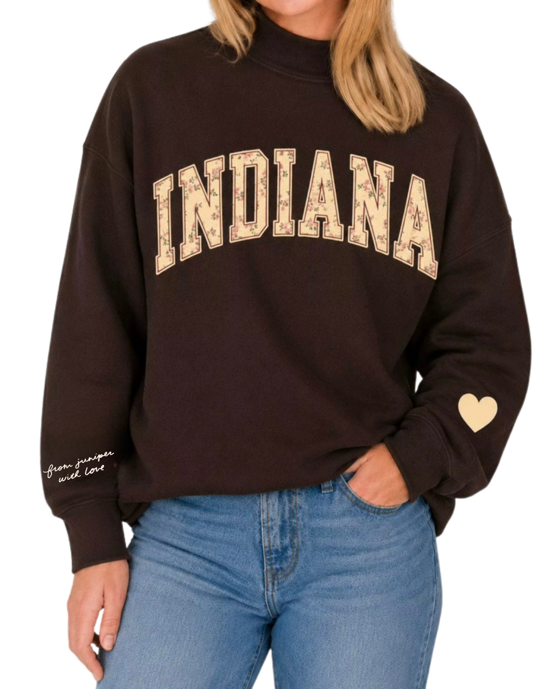 PRE-ORDER Indiana Collegiate Mock Neck Sweatshirt / Chocolate (ships 9/28)