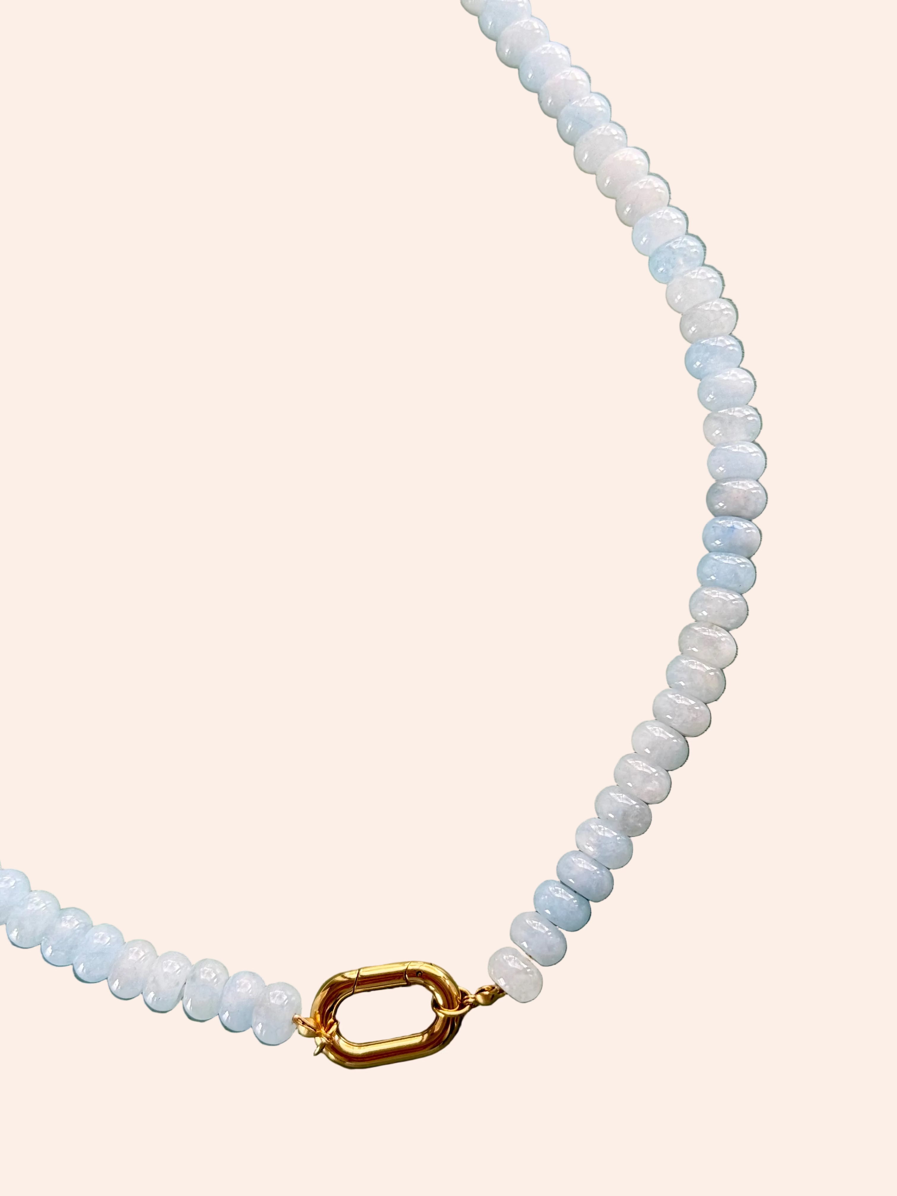 Keepsake Strand Necklace Coastal Mist by From Juniper With Love; light-blue beads with gold-tone clasp