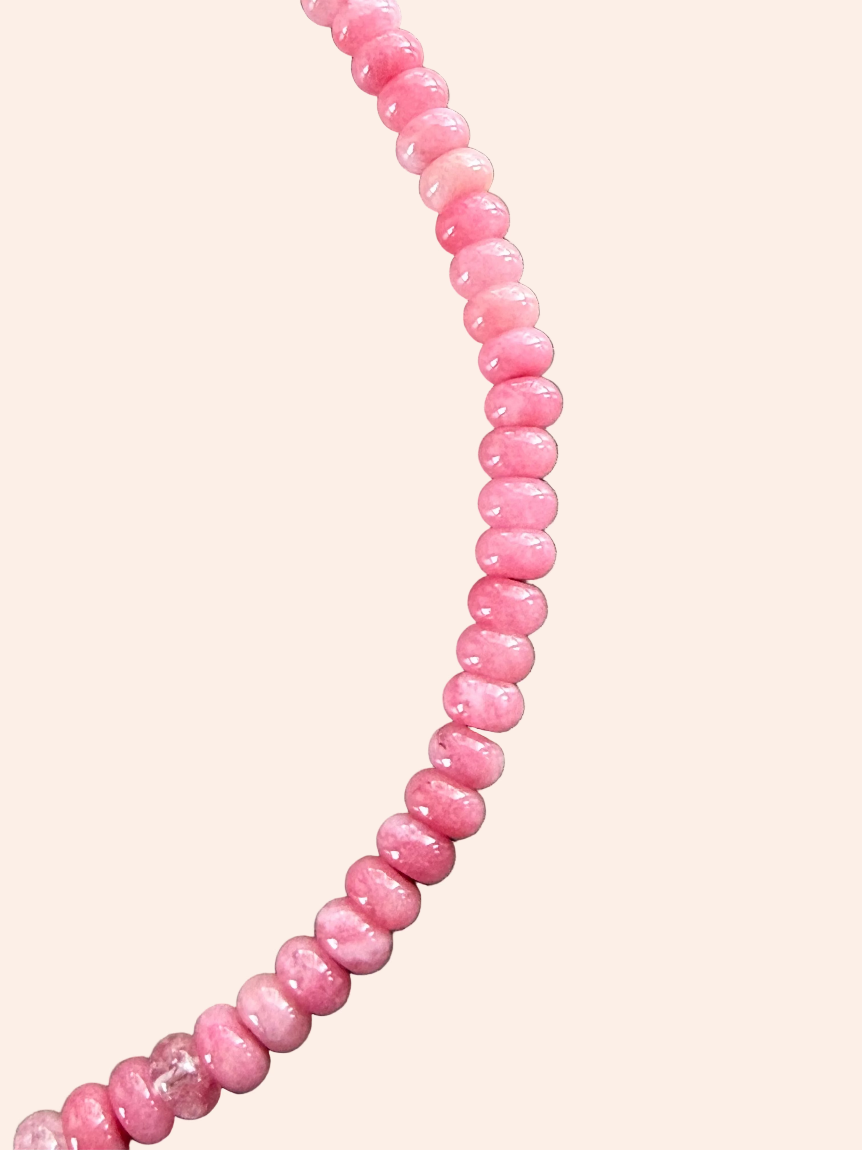 Keepsake Strand Necklace Dorothy Rose, pink glass beads