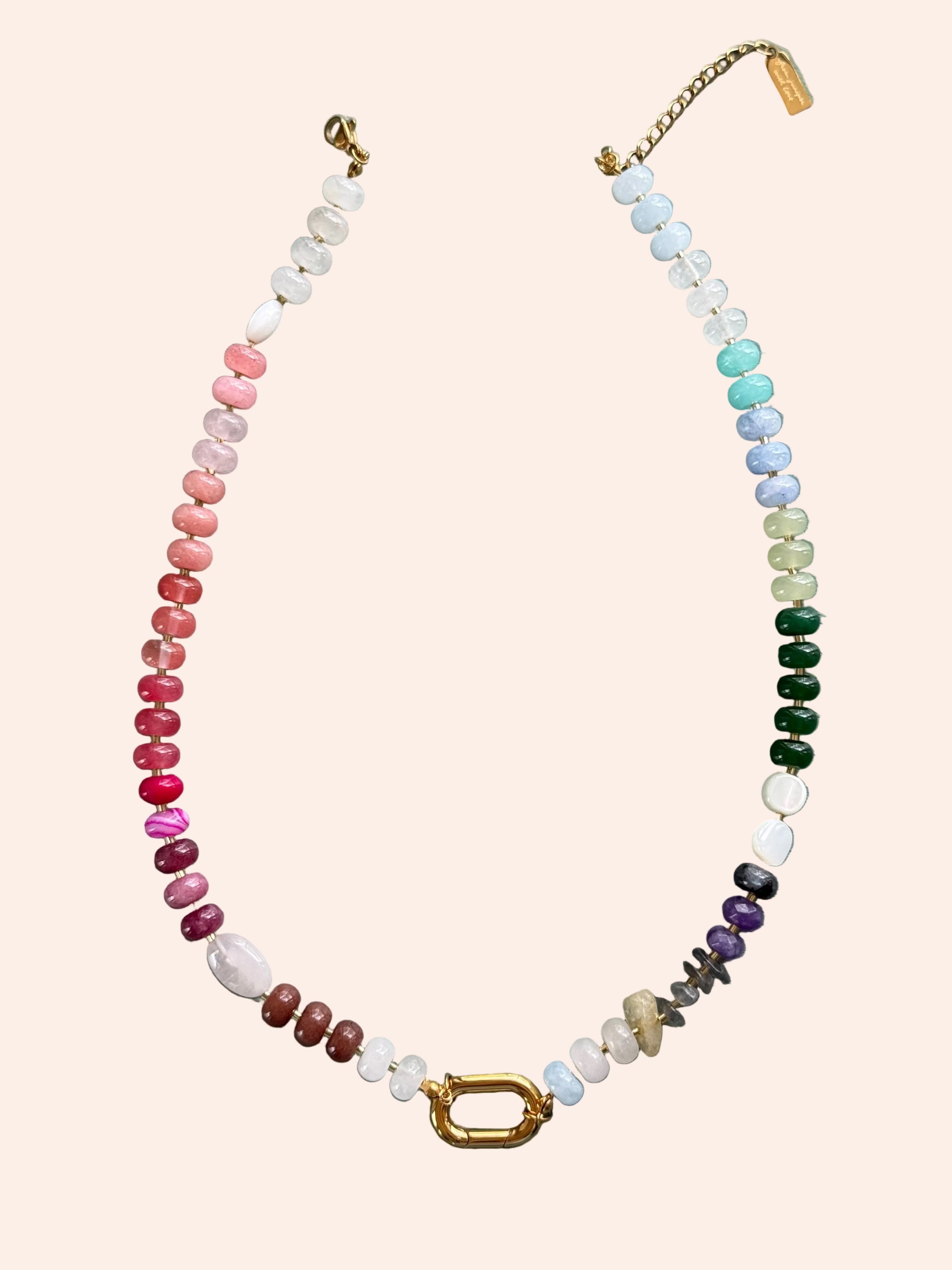 Keepsake Strand Necklace Painted Sky by From Juniper With Love; pastel bead strand with gold-tone clasp