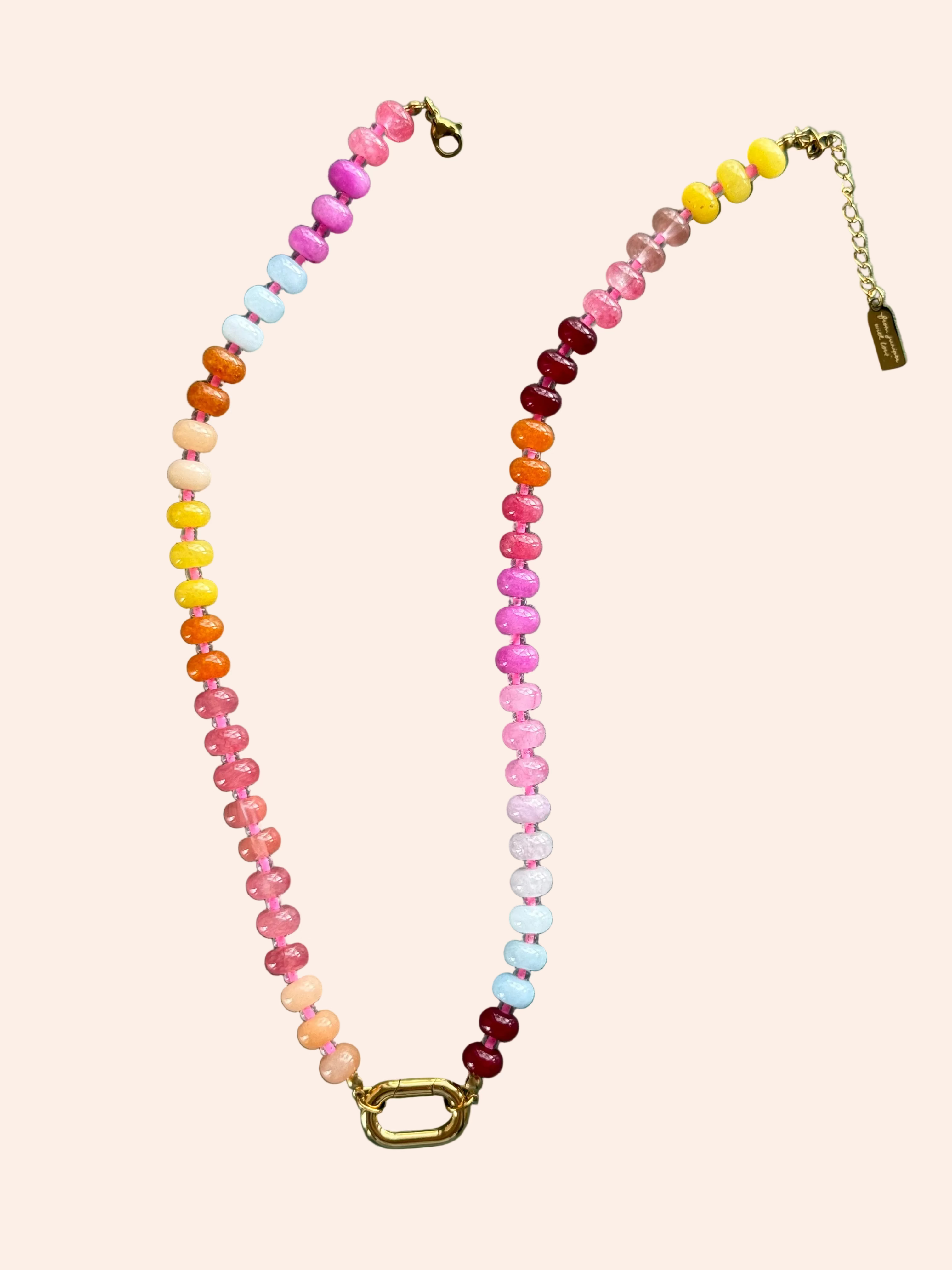 Keepsake Strand Necklace by From Juniper With Love in multicolor pastel beads with gold clasp