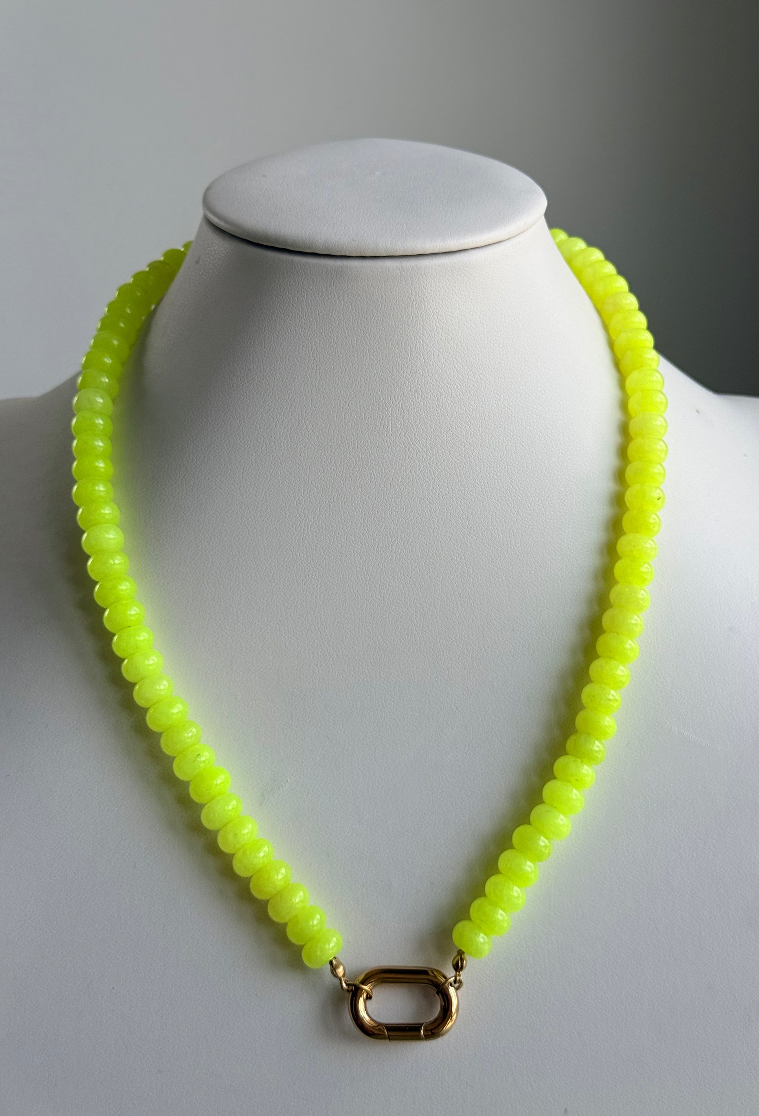 Keepsake Strand Necklace neon yellow beads with gold-tone clasp