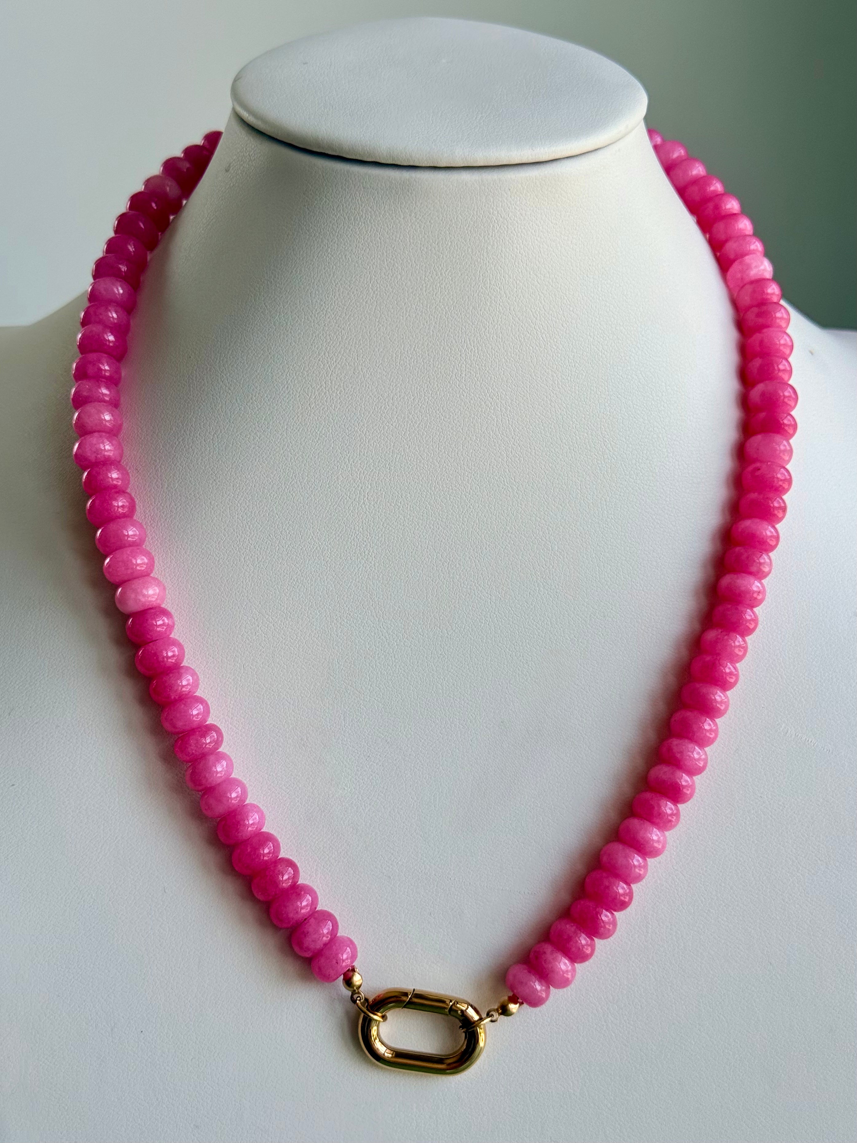 Keepsake Strand Necklace in blush pink beads with a gold clasp
