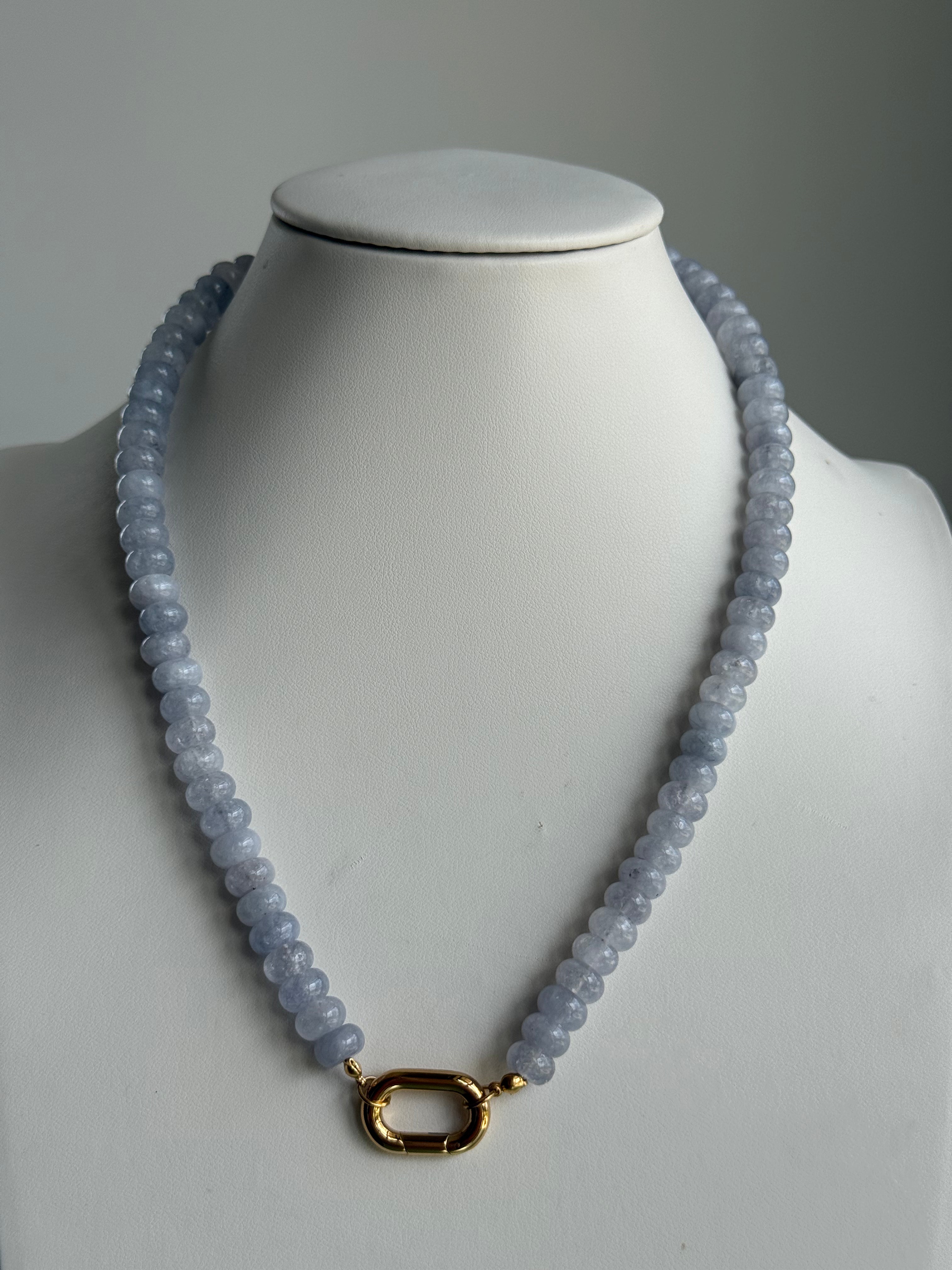 Keepsake Strand Necklace Daphne by From Juniper With Love in lavender-blue beads with a gold clasp