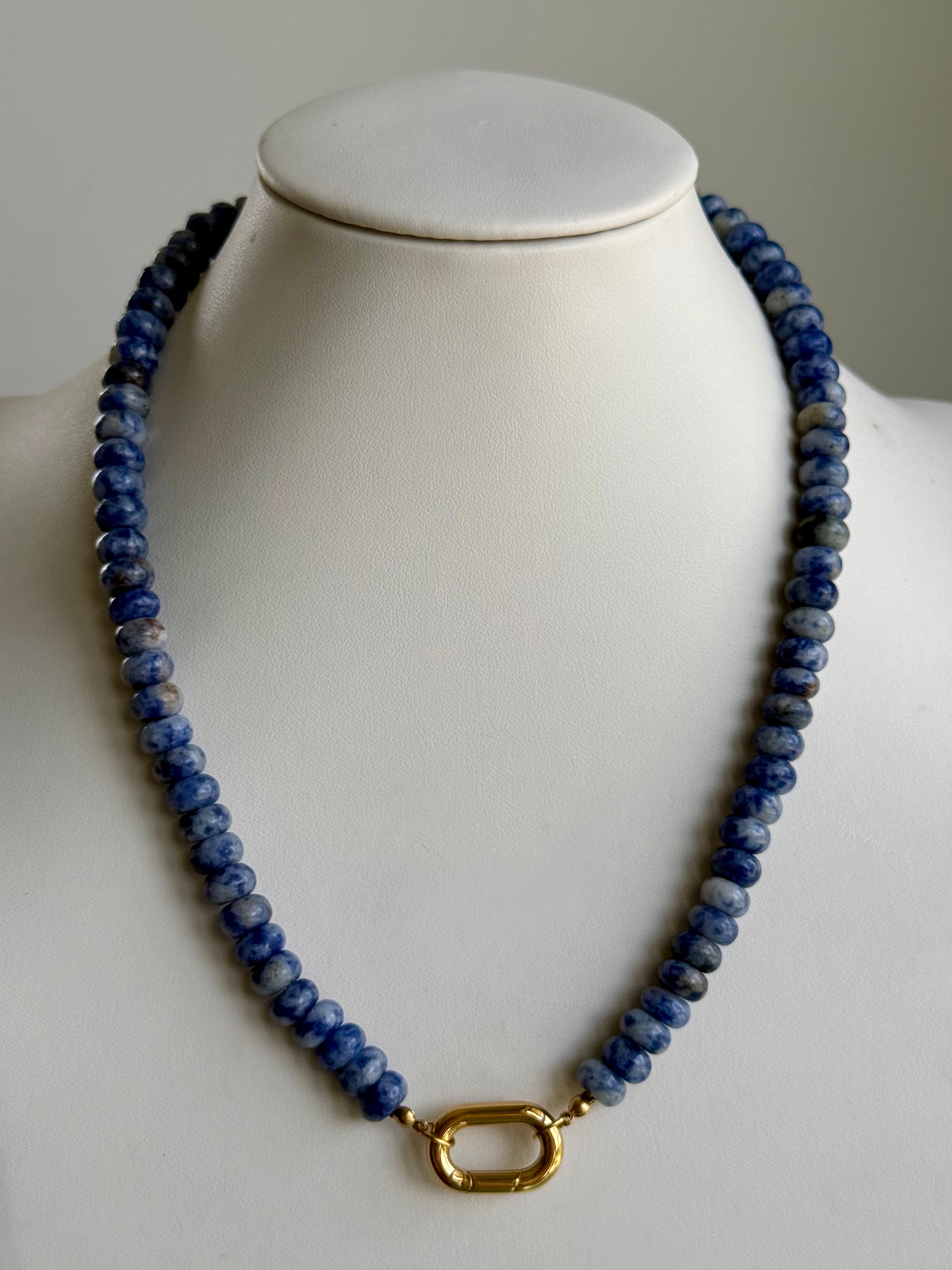 Keepsake Strand Necklace Lake Day with blue stone beads and a gold-tone ring clasp.