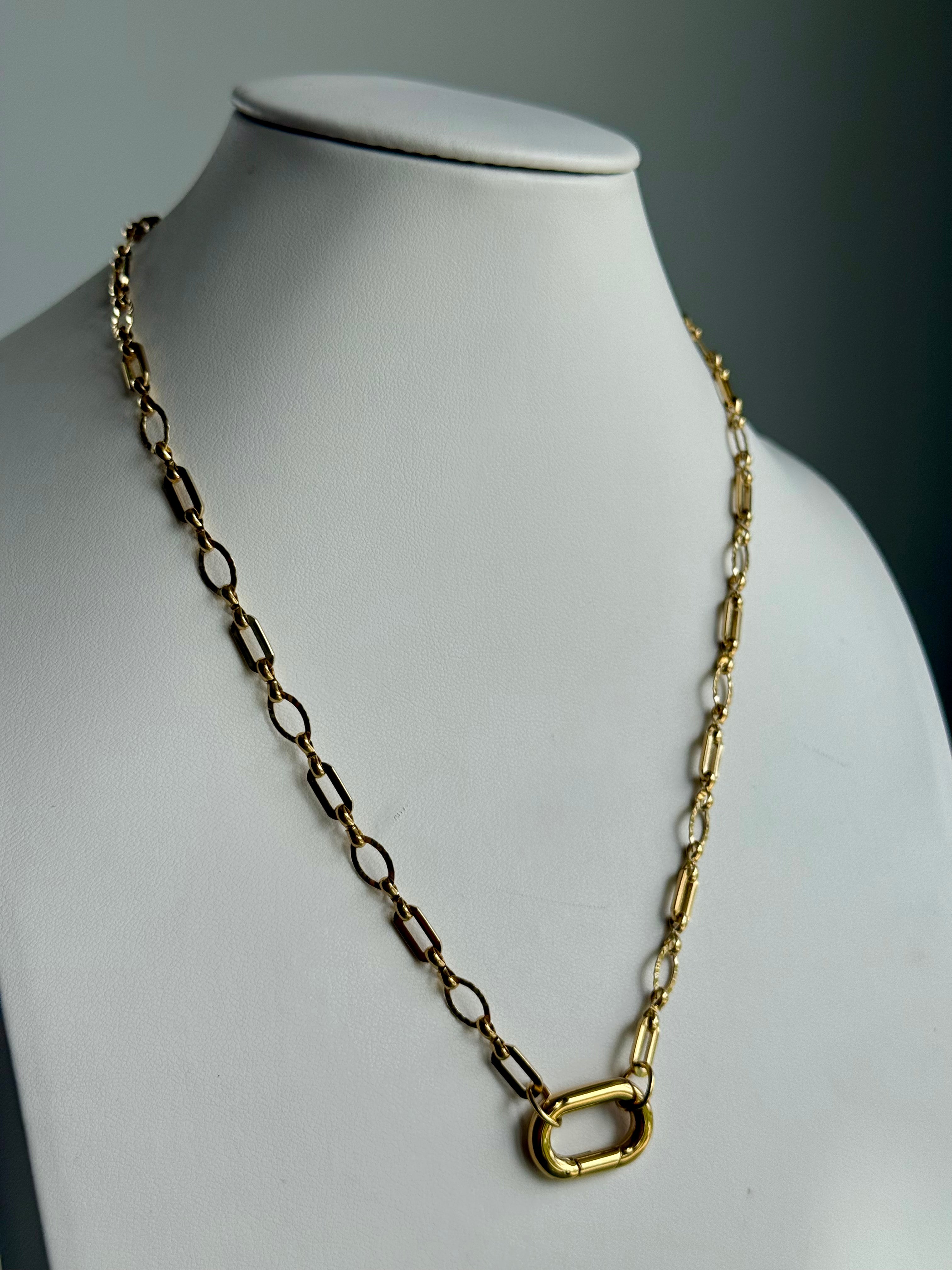Signature Chain / Sculpted Link necklaces by From Juniper With Love, gold-tone with elongated and oval links (2)