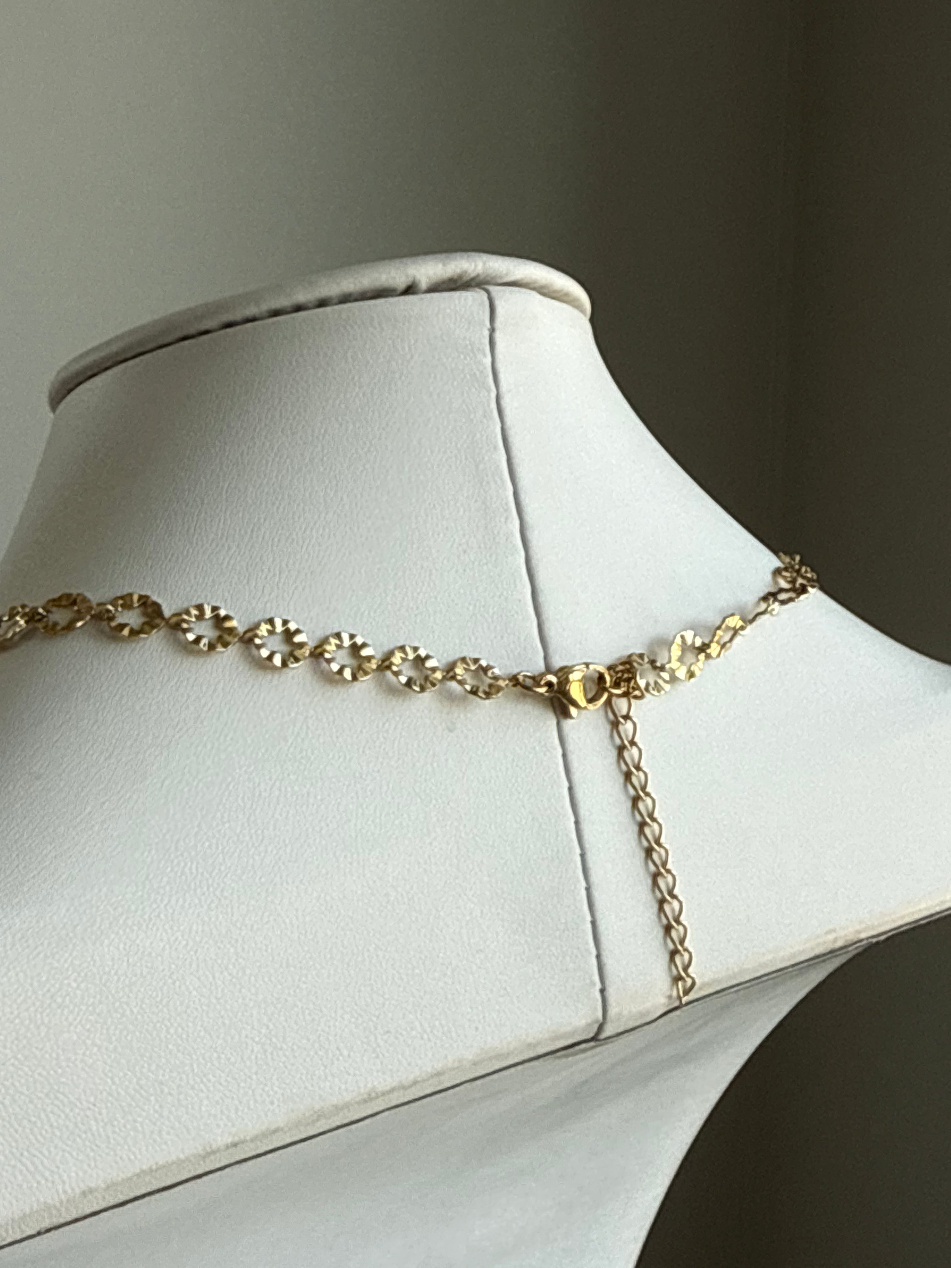 Signature Chain / Starburst necklace in gold-tone with faceted round disks, From Juniper With Love
