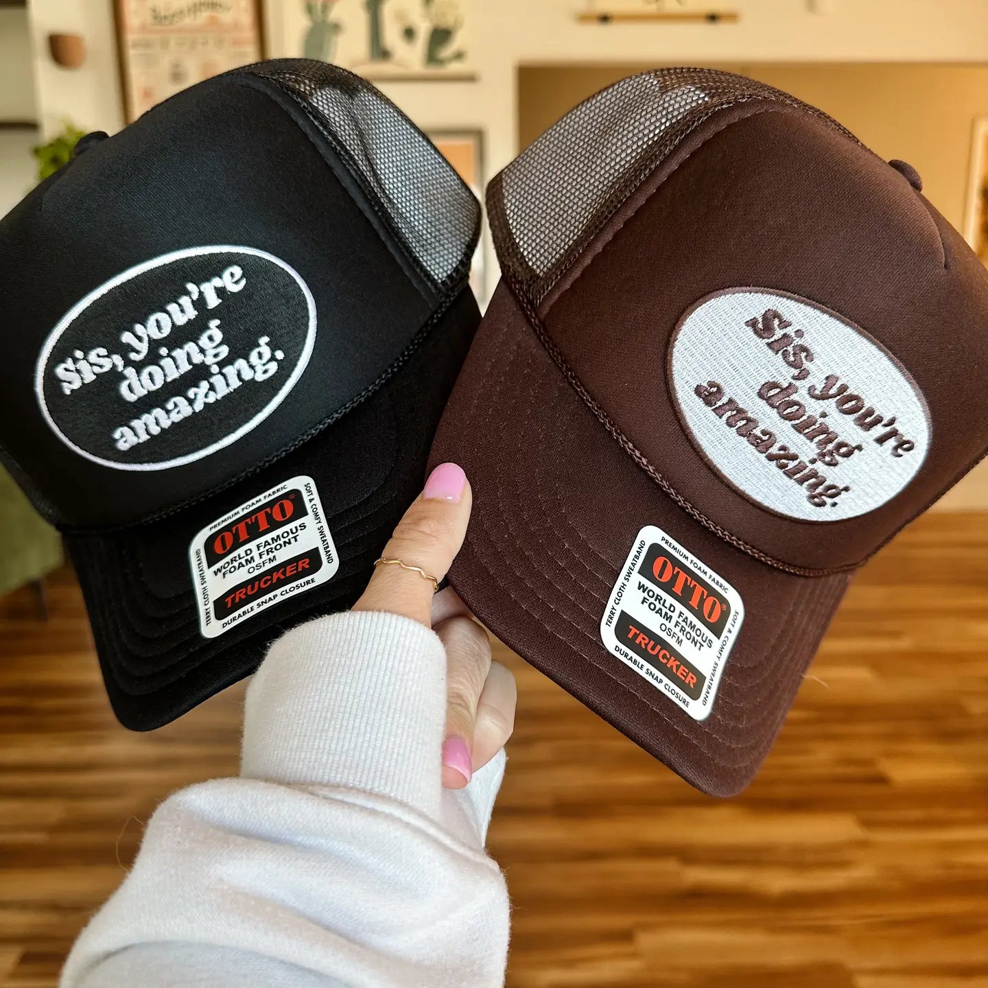 Sis, You're Doing Amazing Patch Trucker Hat / Brown