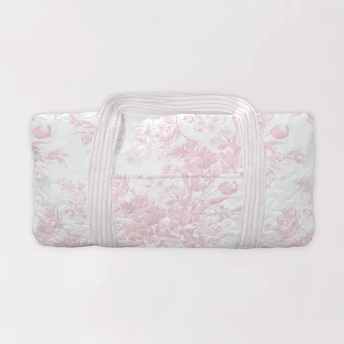 Rose Toile Pink Quilted Weekender Duffle Bag