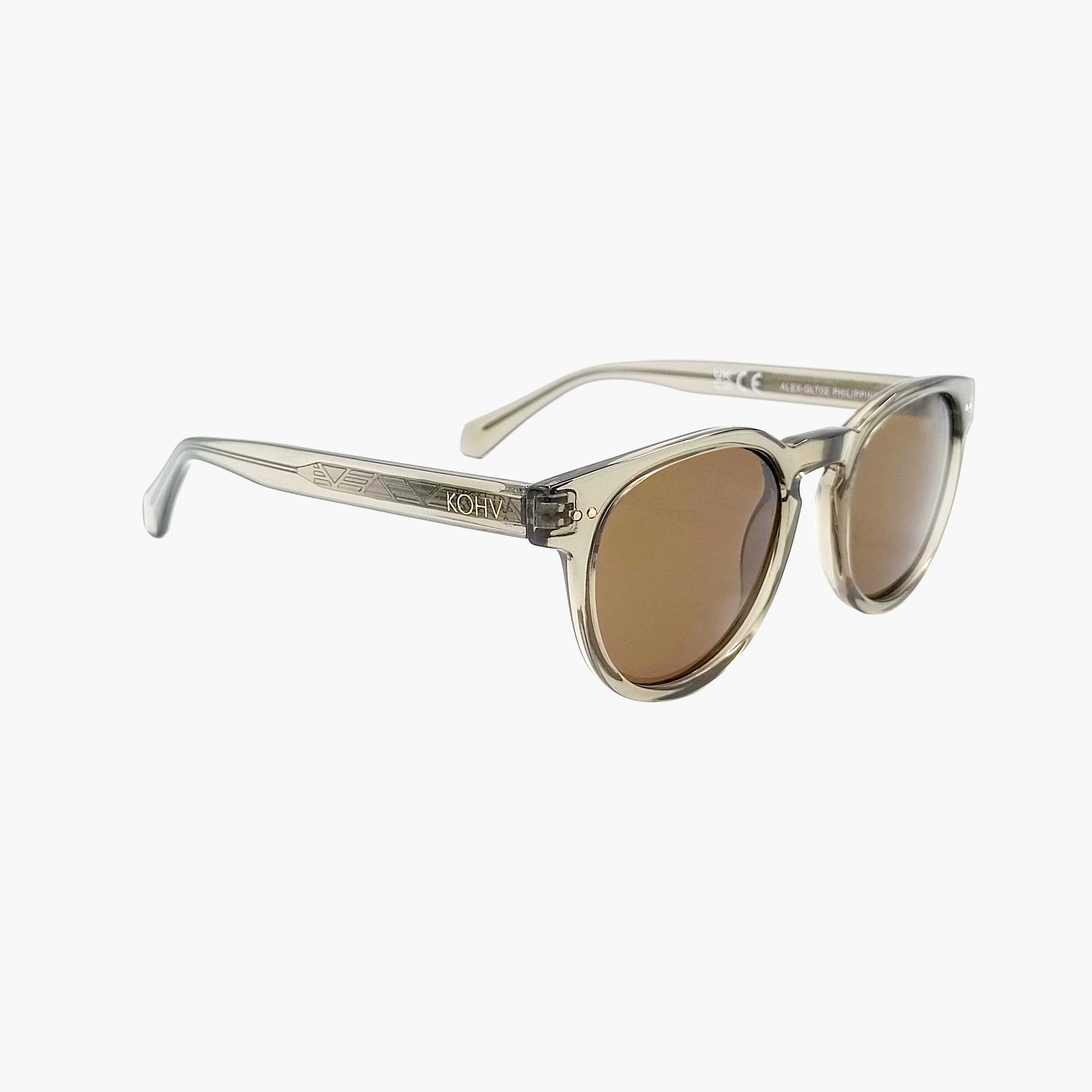 Alex Crystal Taupe Polarized Round Sunglasses