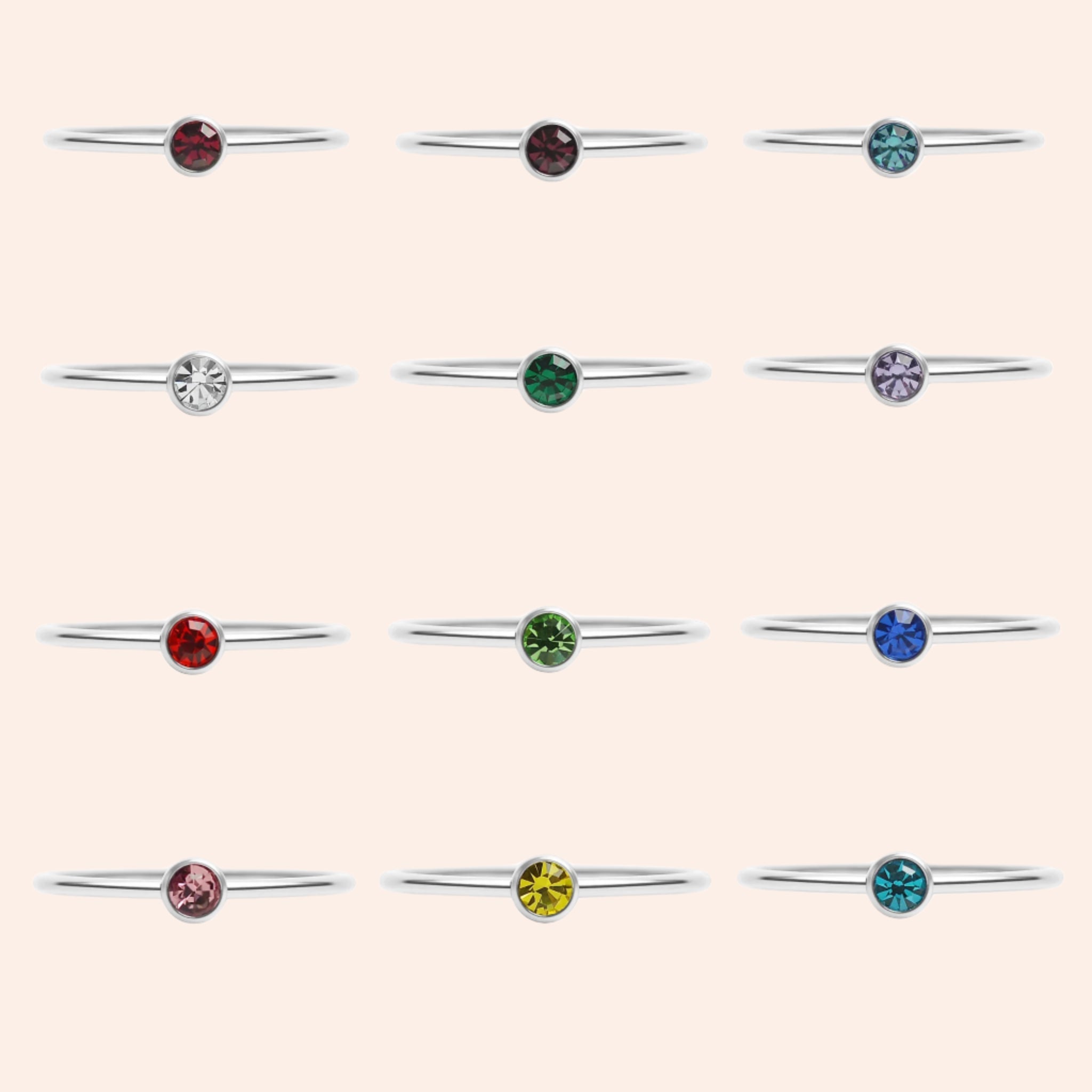 Birthstone Stacking Ring / Silver - From Juniper With Love