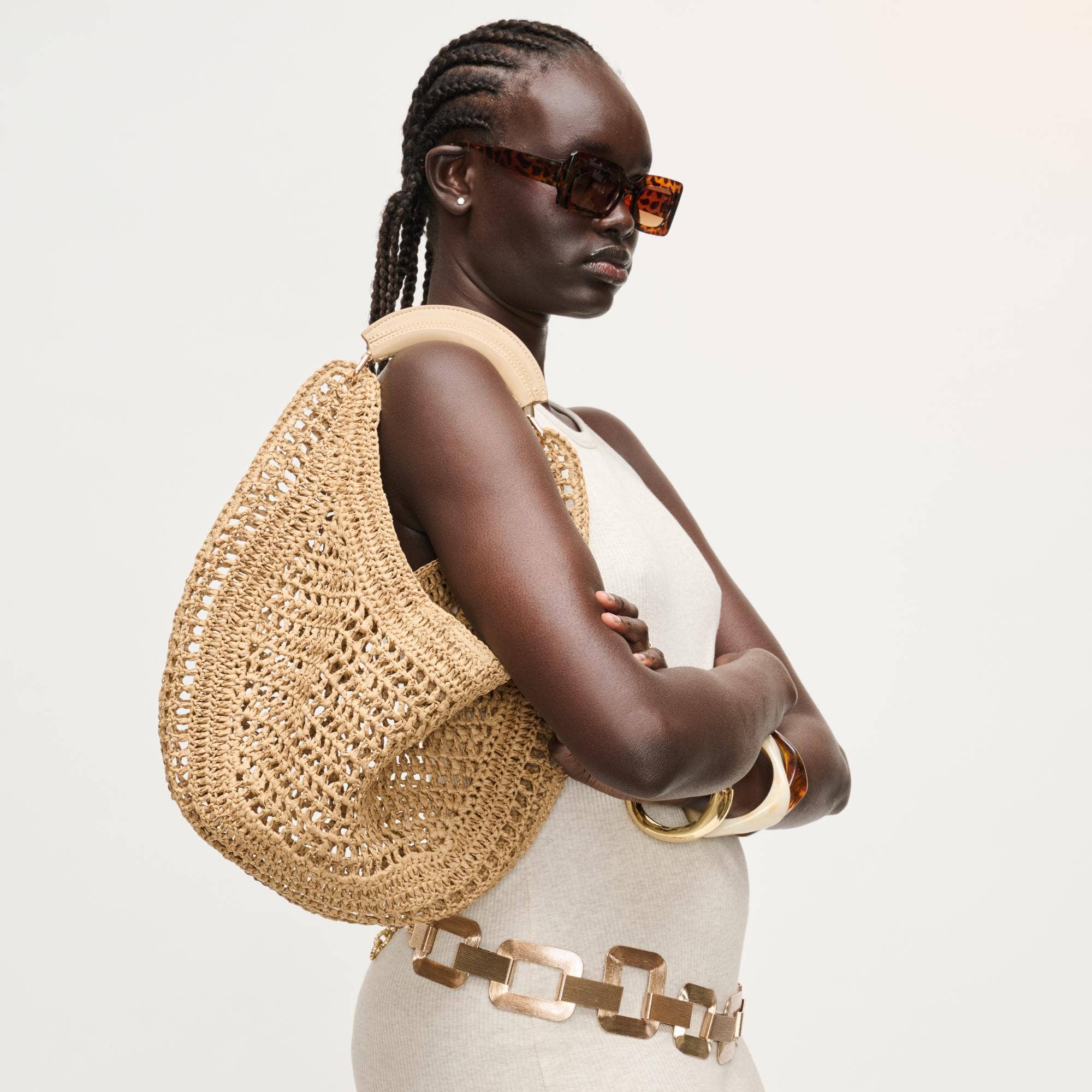Camden Hobo bag by Urban Expressions in natural straw color.