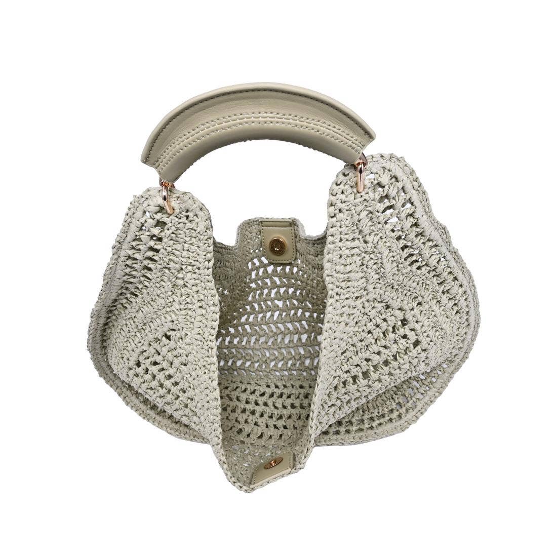 Camden Hobo bag by Urban Expressions in natural crochet straw with beige leather handle.