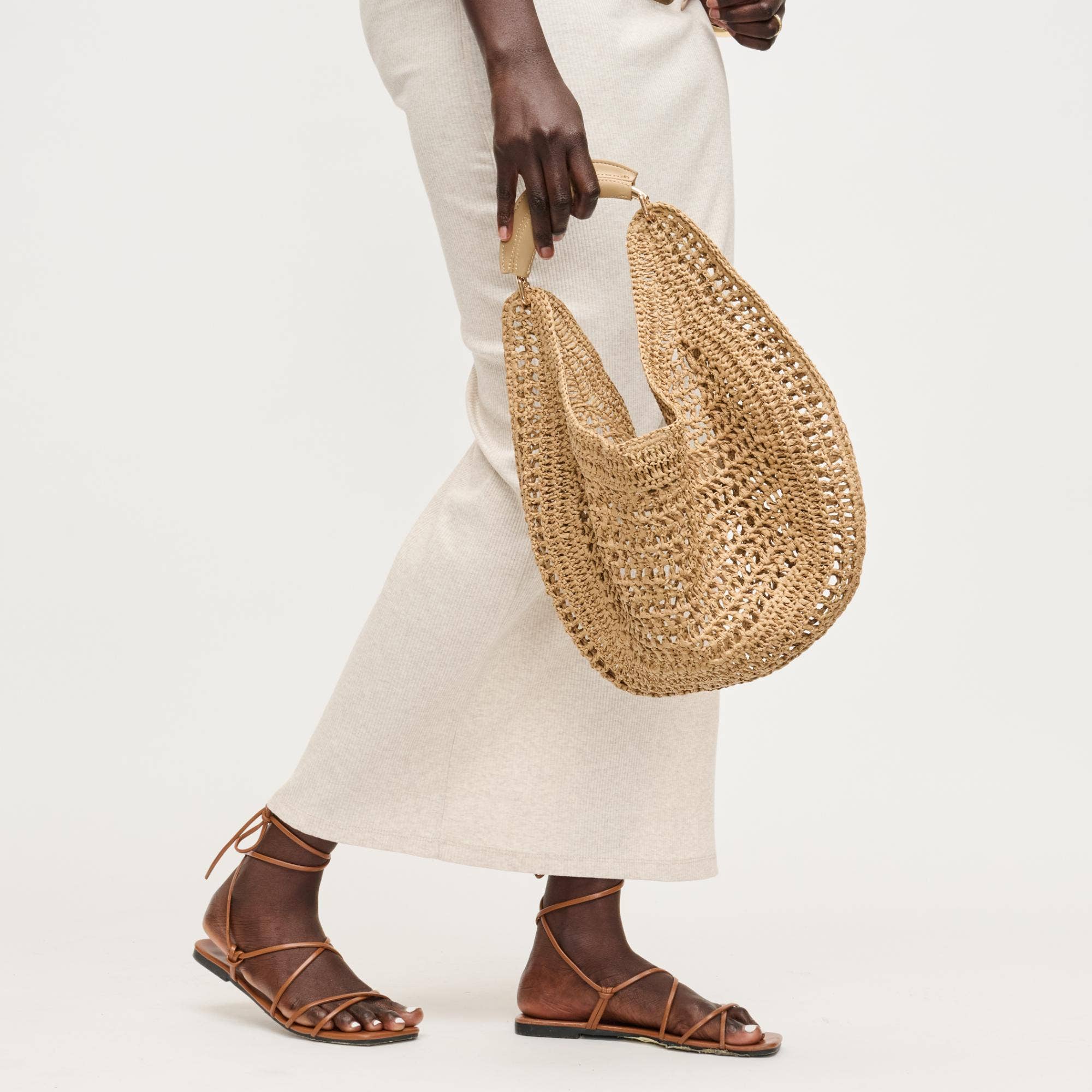 Camden Hobo bag by Urban Expressions, natural straw woven tote