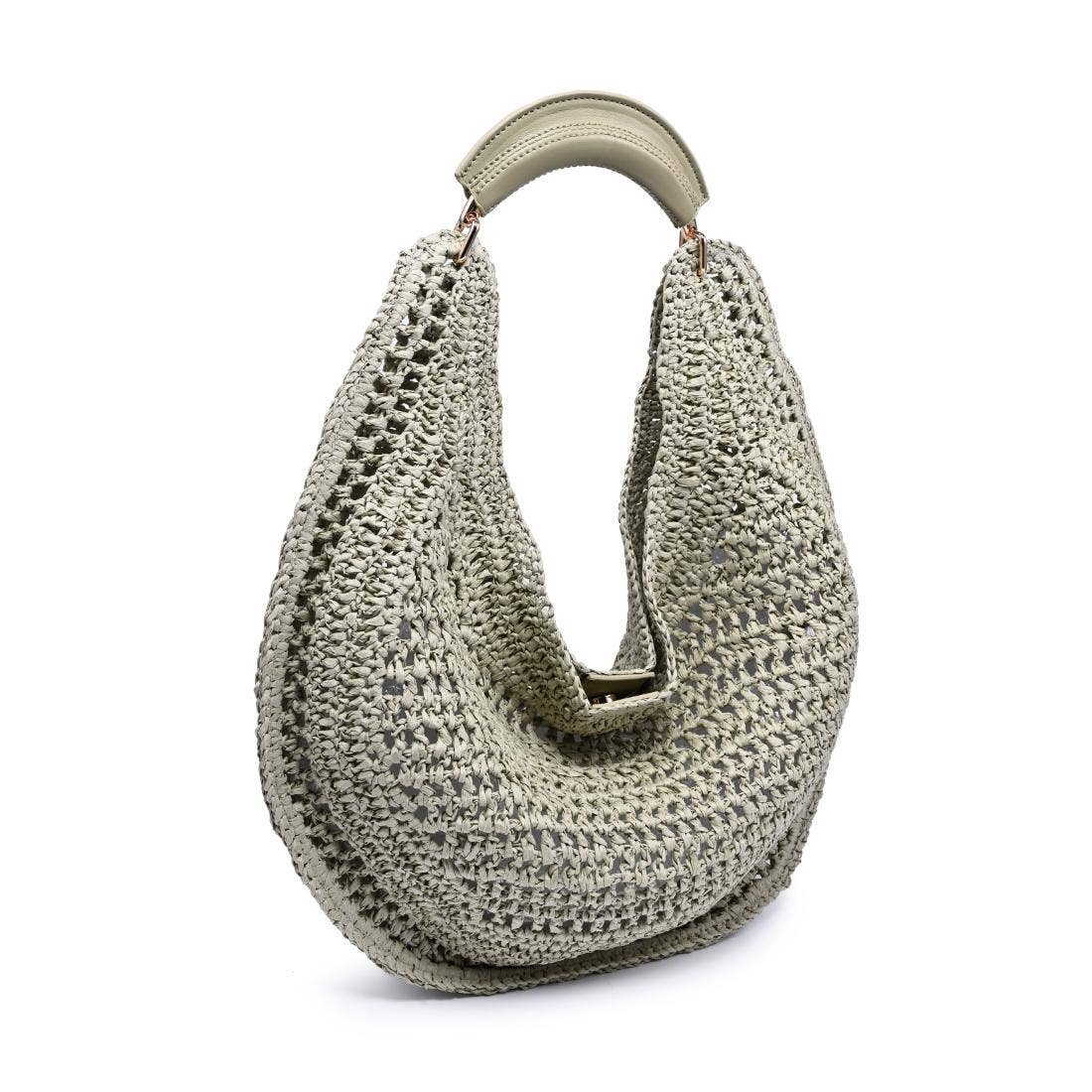 Camden Hobo bag by Urban Expressions in natural woven texture with leather handle