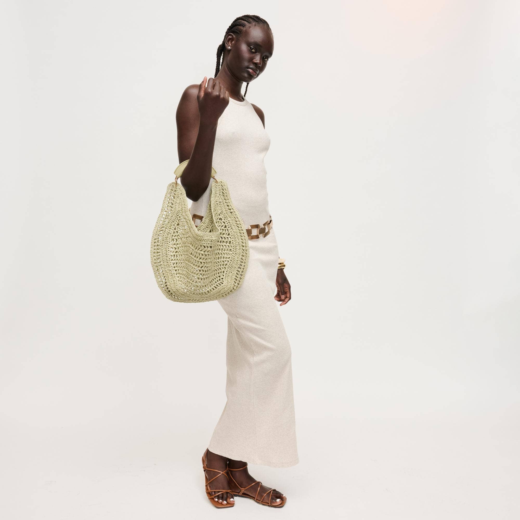 Camden Hobo bag in Natural color by Urban Expressions; woven straw crochet tote.