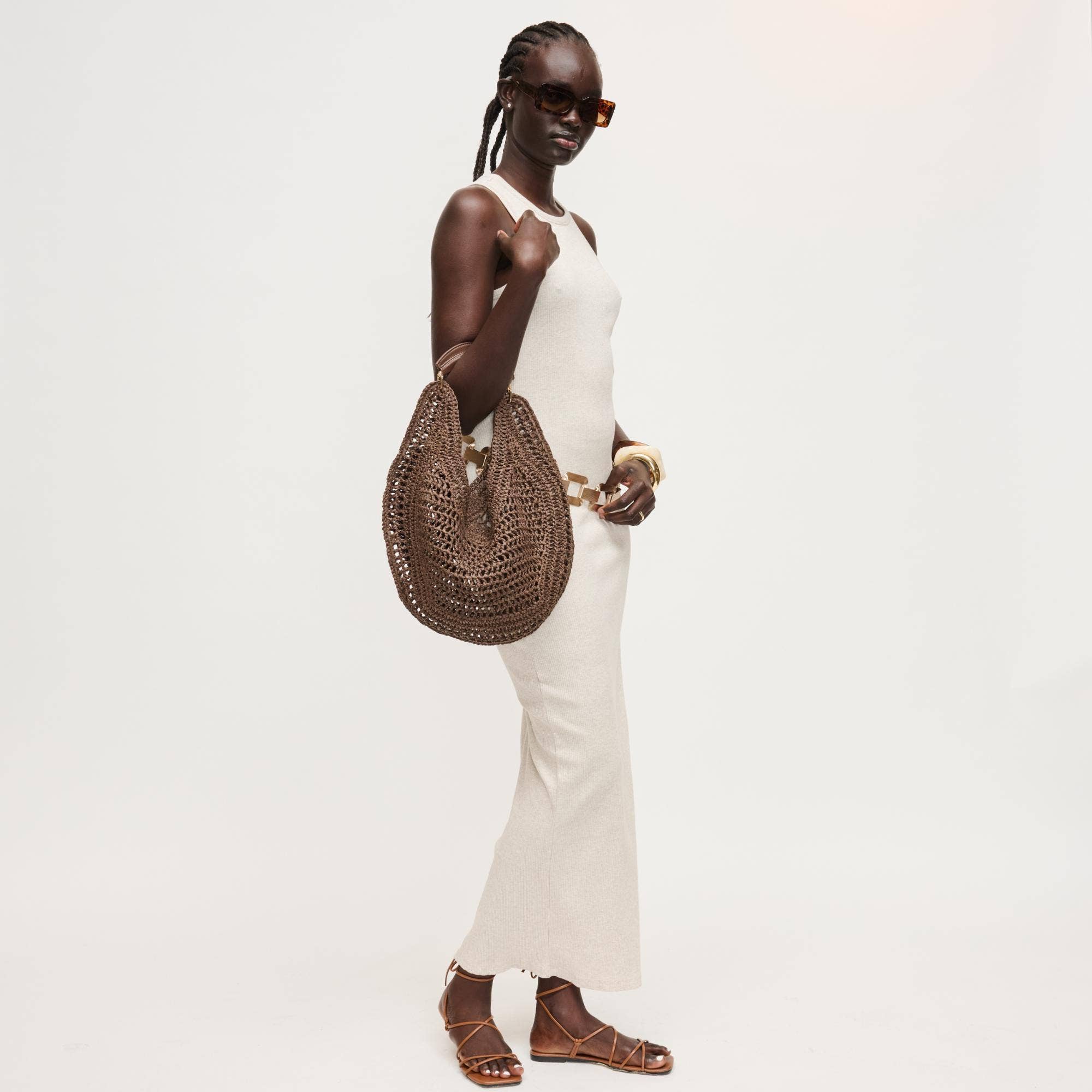 Camden Hobo bag by Urban Expressions in natural brown woven texture