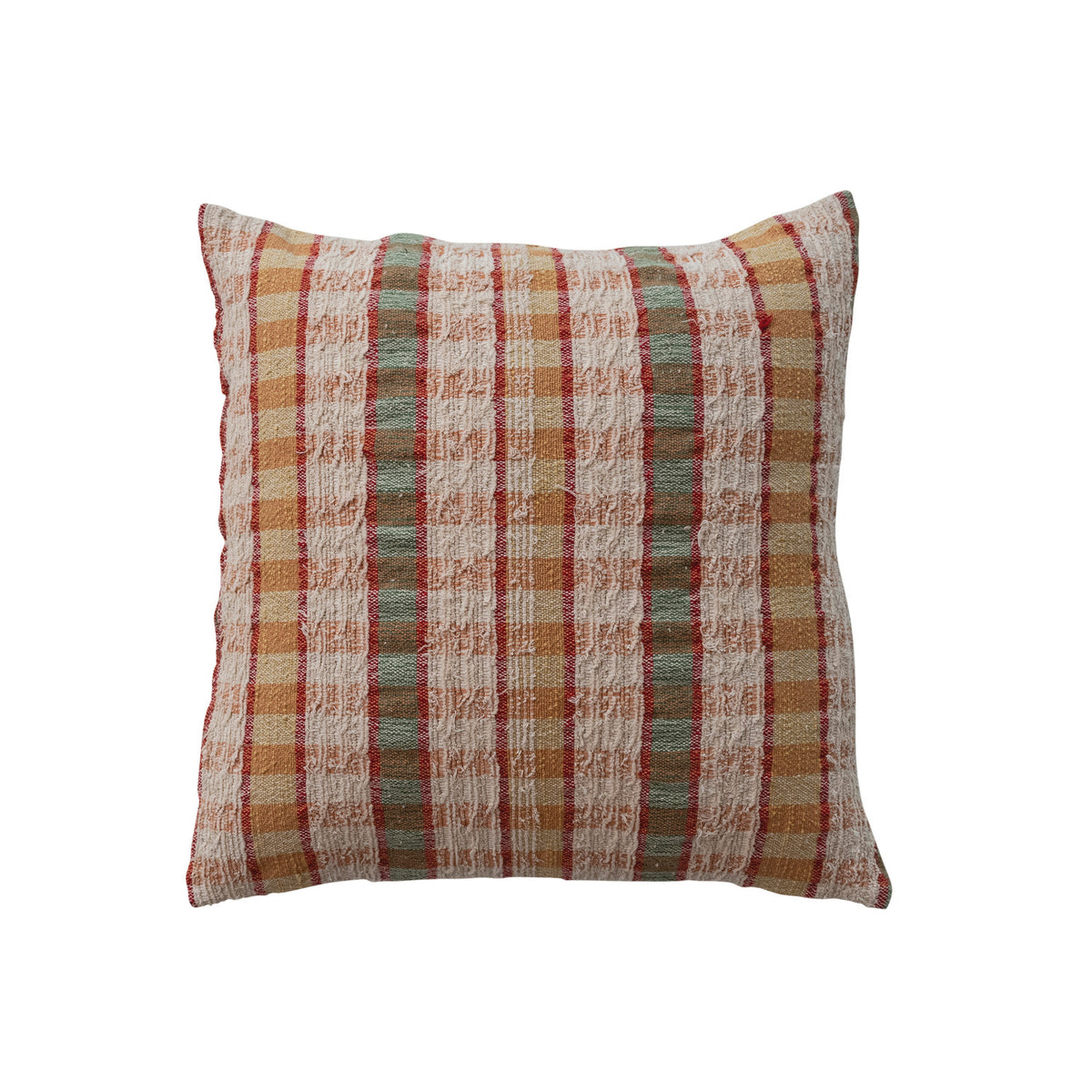 20" Square Woven Cotton Slub & Wool Striped Pillow