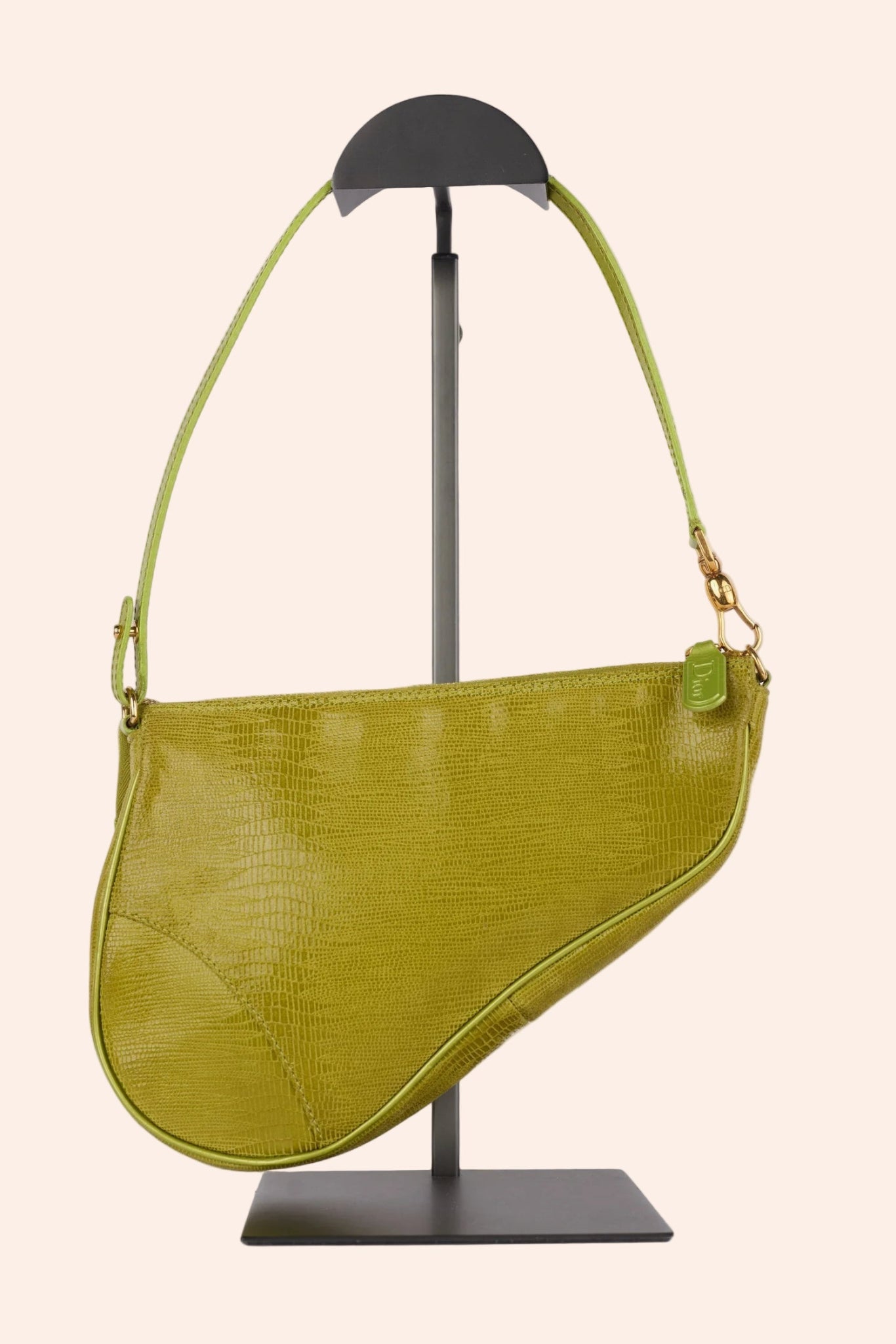 Christian Dior Lizard - Embossed Mini Saddle Bag / Chartreuse Green - From Juniper With Love