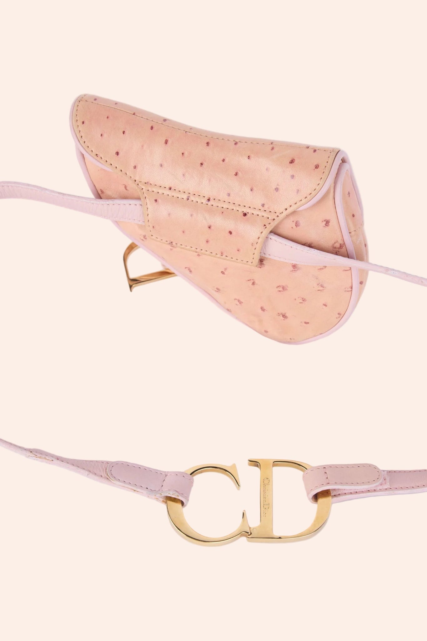Christian Dior Pink Ostrich Leather Mini Saddle Belt Bag - From Juniper With Love