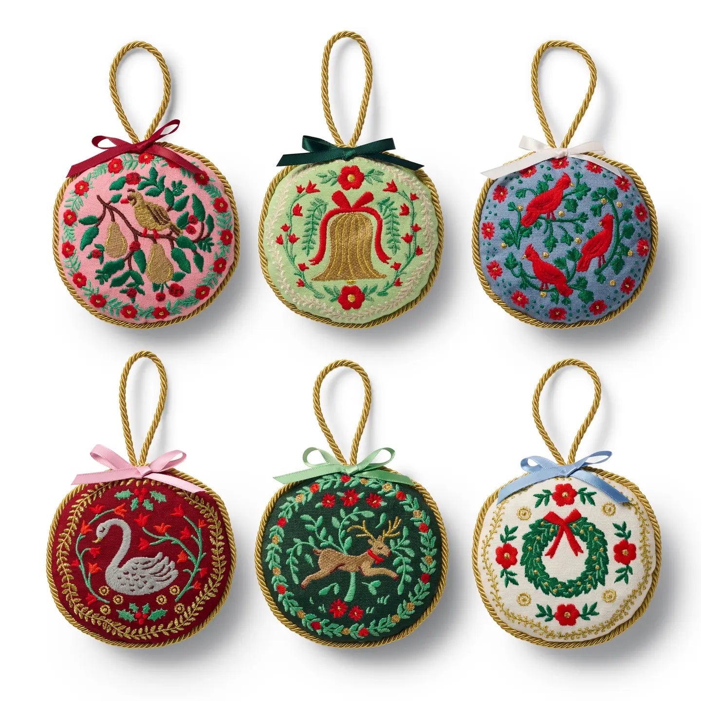 Christmastide Embroidered Ornament / Set of 6 - From Juniper With Love