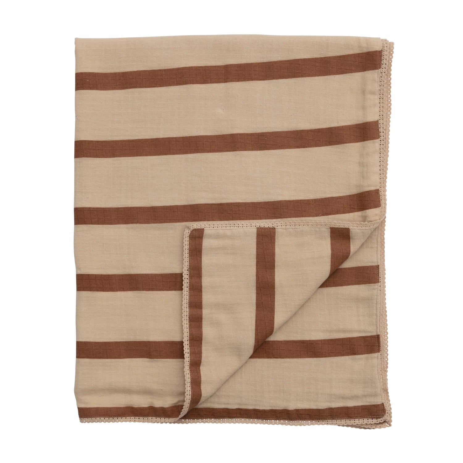 Cotton Baby Blanket / Brown Stripe - From Juniper With Love