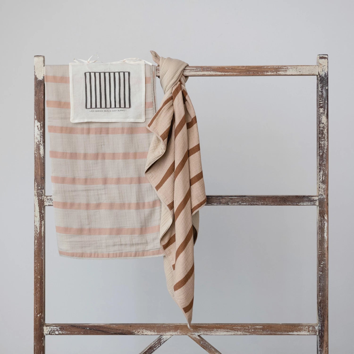 Cotton Baby Blanket / Rose Stripe - From Juniper With Love