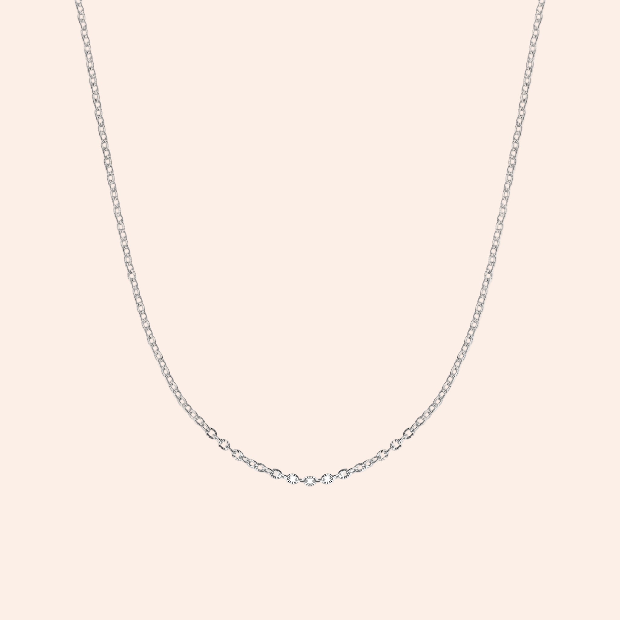 Crimped Oval Link Chain Necklace / Silver - From Juniper With Love