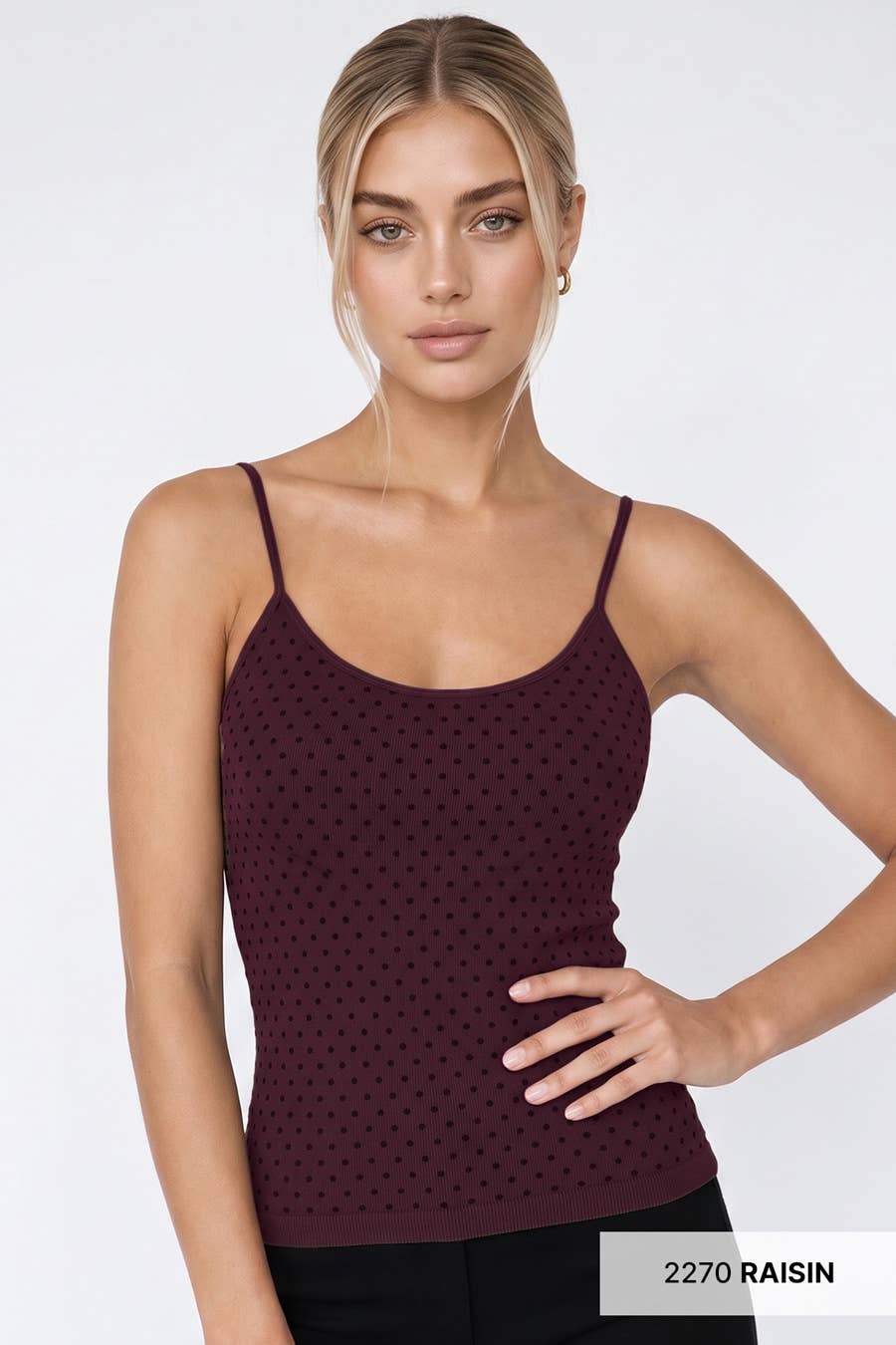 Black Polka Strap Cam / Raisin