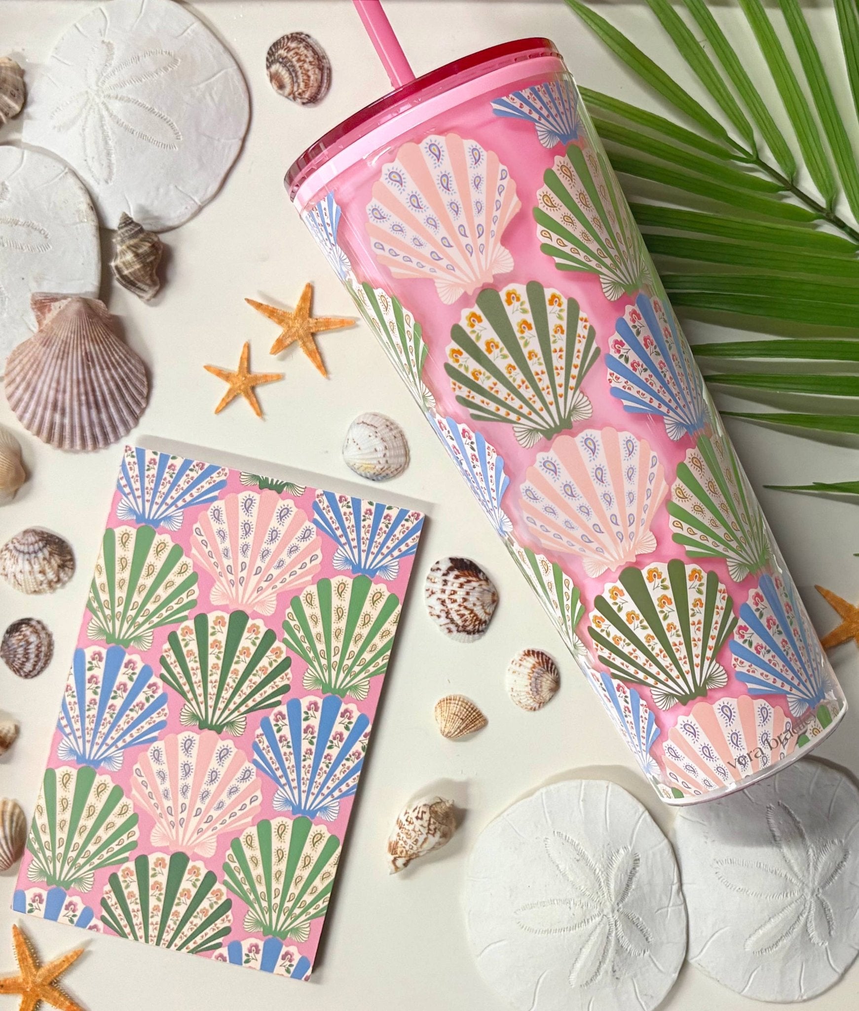 Double Wall Tumbler with Straw / Cottage Shells - From Juniper With Love