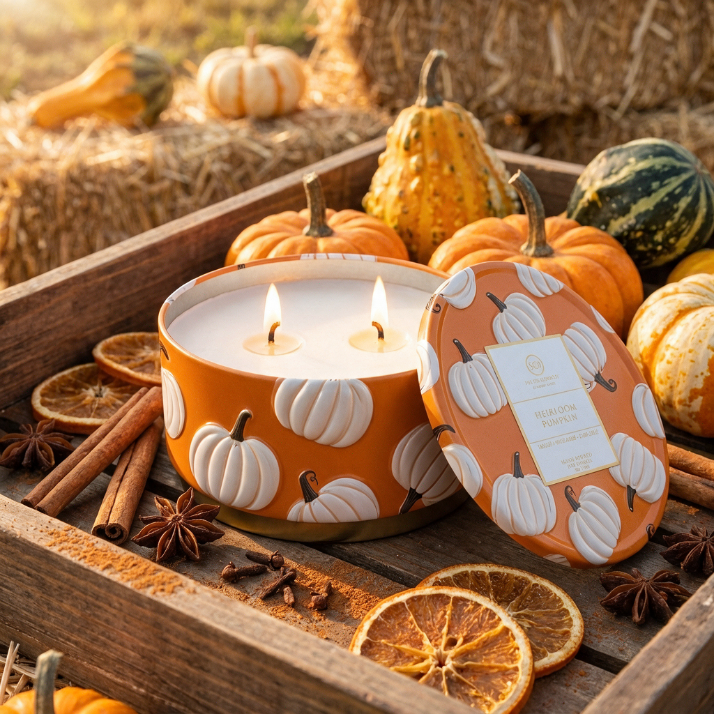Heirloom Pumpkin Embossed Luxe 12oz Tin