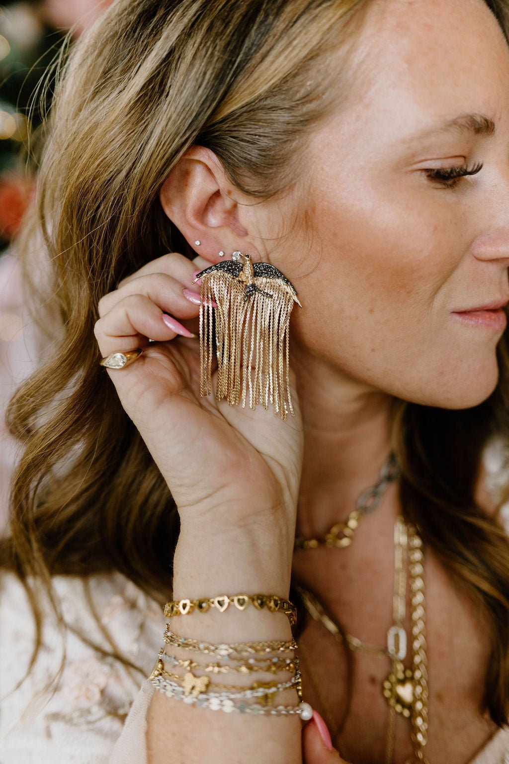 Golden Soiree Fringe Earrings - From Juniper With Love