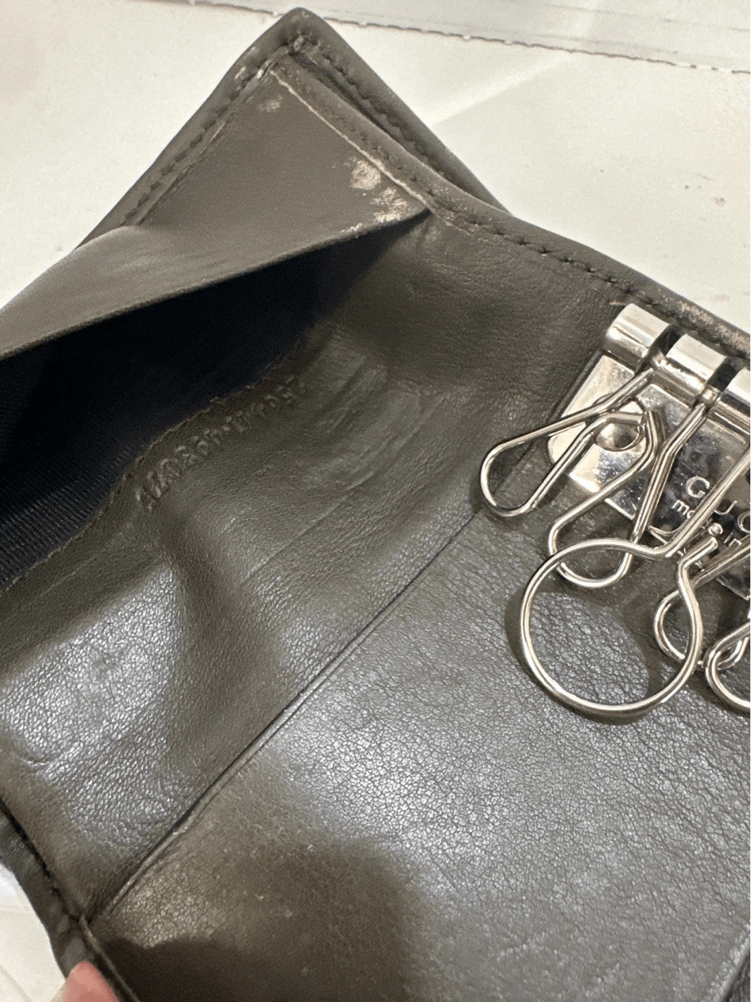 Gucci Black Leather 6 Key Case Wallet / GG Embossed - From Juniper With Love