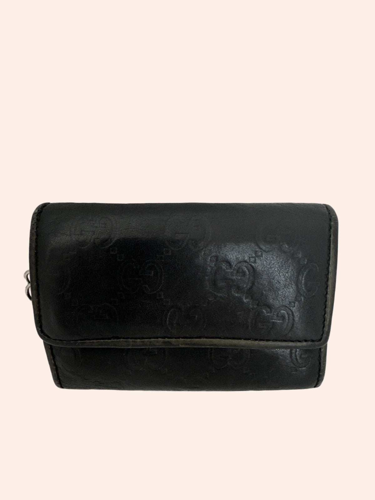 Gucci Black Leather 6 Key Case Wallet / GG Embossed - From Juniper With Love