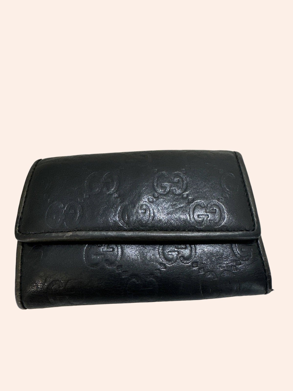 Gucci Black Leather 6 Key Case Wallet / GG Embossed - From Juniper With Love