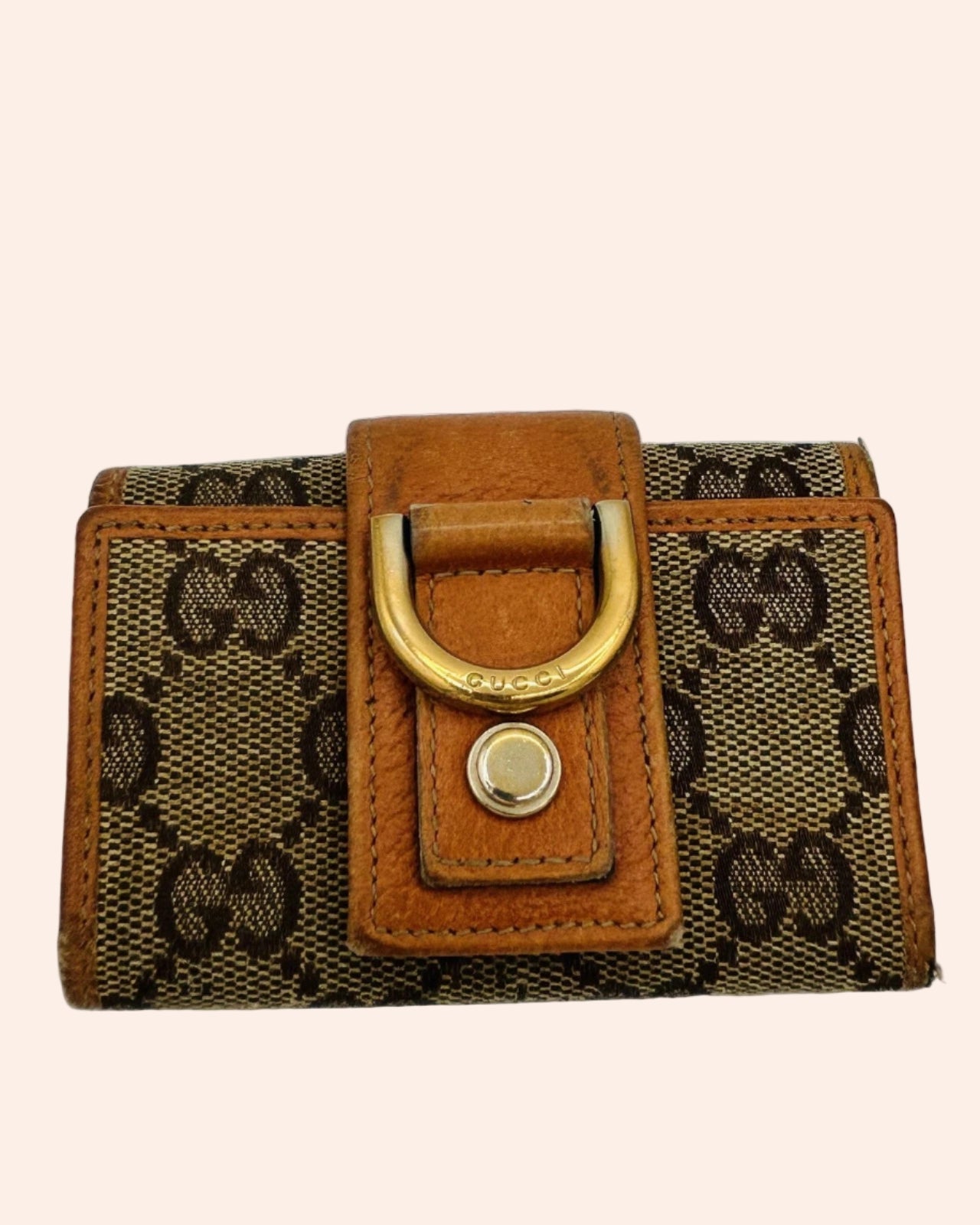 Gucci Key Holder Wallet / GG Canvas with Leather Trim & Gold Hardware - From Juniper With Love