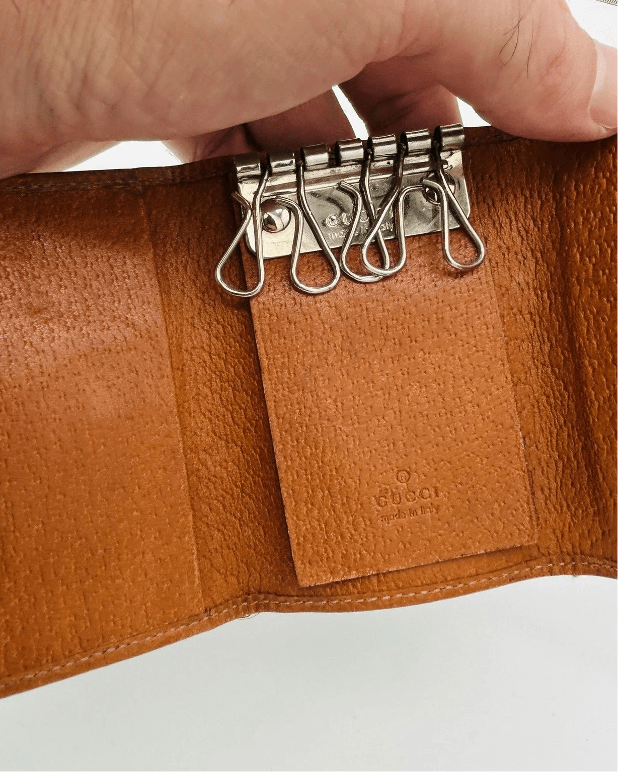 Gucci Key Holder Wallet / GG Canvas with Leather Trim & Gold Hardware - From Juniper With Love