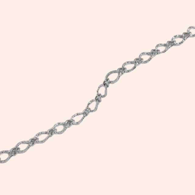 Hammered oval chain bracelet in silver, From Juniper With Love.
