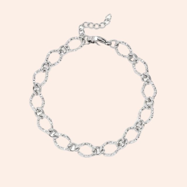 Hammered oval chain bracelet in silver by From Juniper With Love