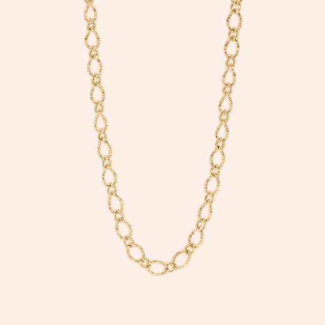 Hammered oval chain necklace in gold by From Juniper With Love