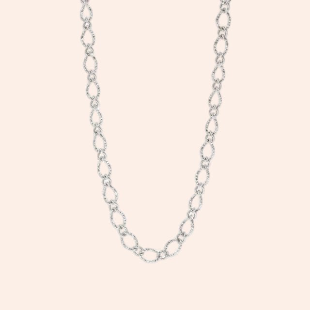 Hammered oval chain necklace in silver by From Juniper With Love
