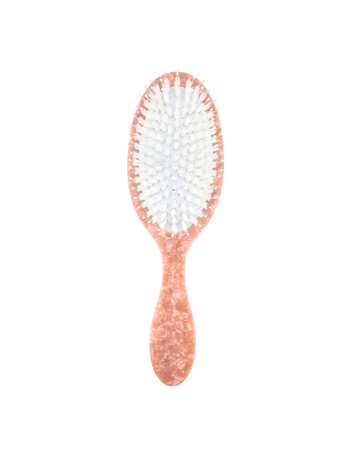 Hand-painted ballet brush with peach marbled handle and white bristles by Solar Eclipse