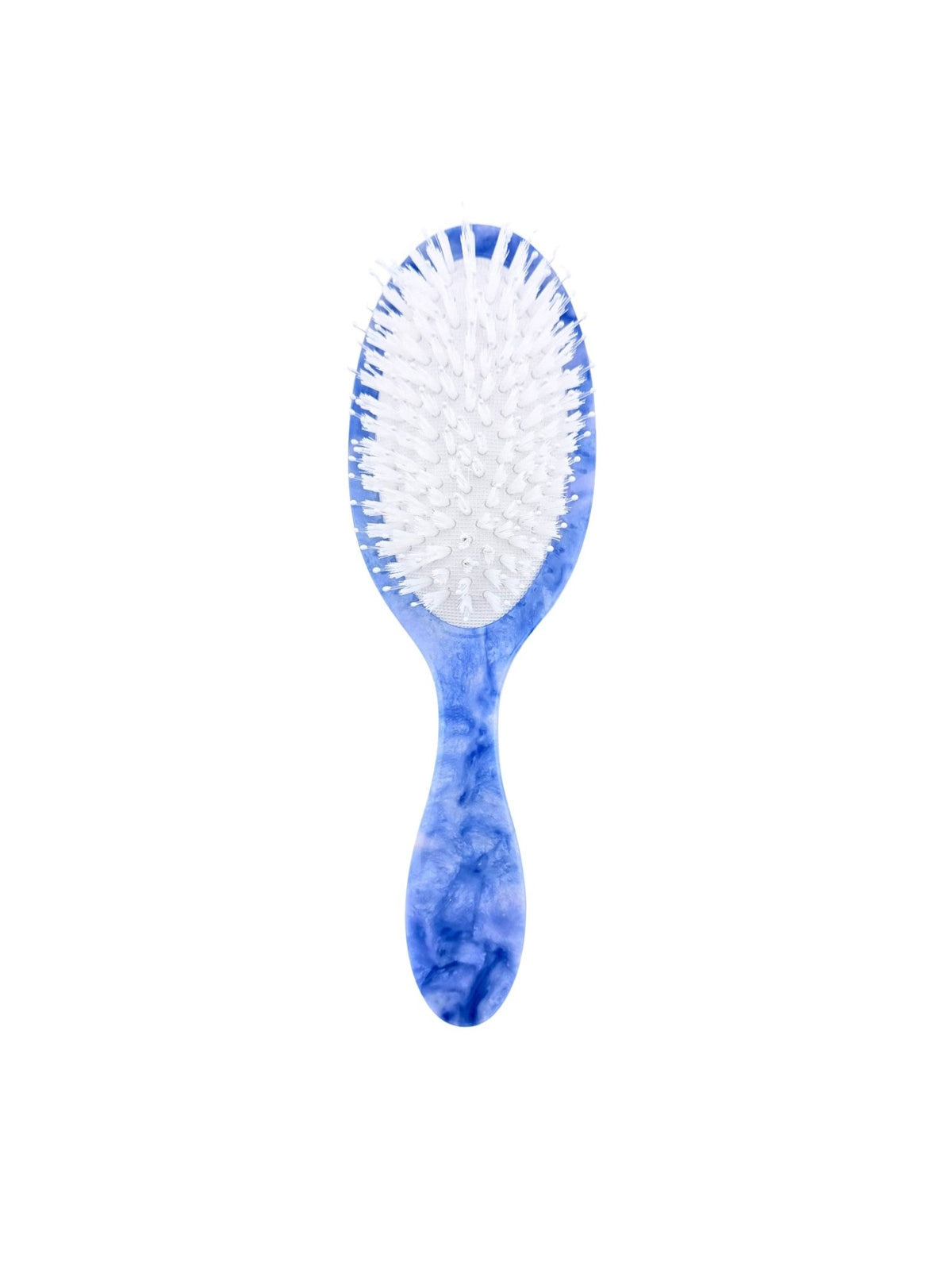 Hand-Painted Bow Swan Amazing Hair Day Brush with blue marble handle and white bristles