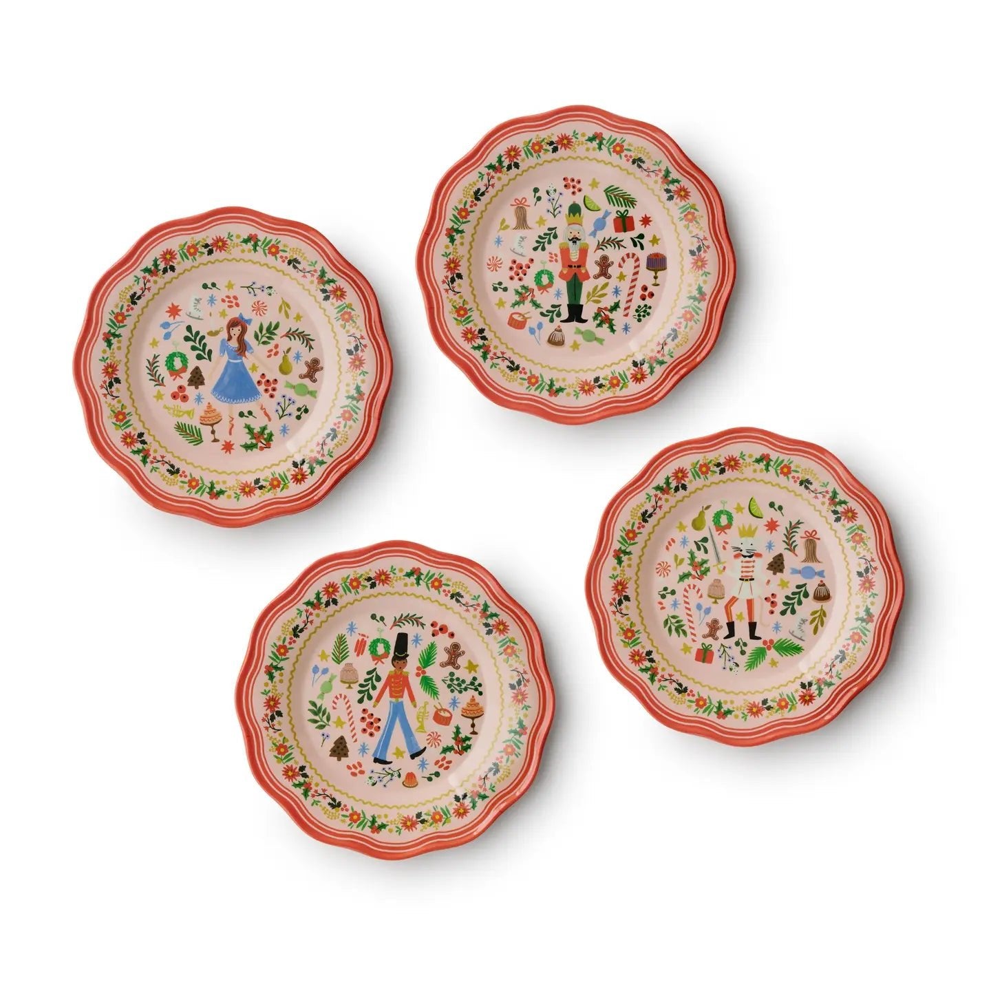 Holly Jolly Nutcracker Melamine Assorted Dessert Plates - From Juniper With Love